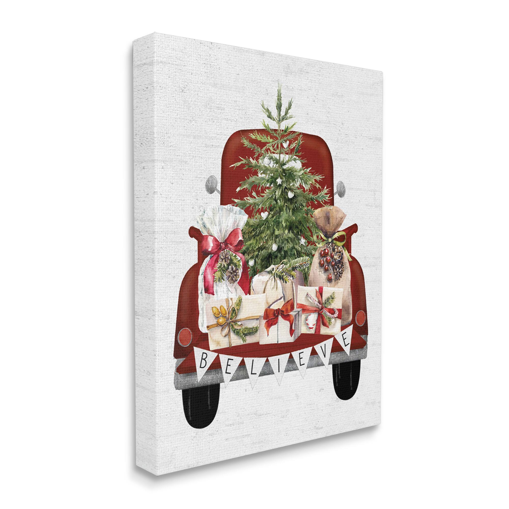 Stupell Industries Believe Seasonal Christmas Truck Canvas Wall Art