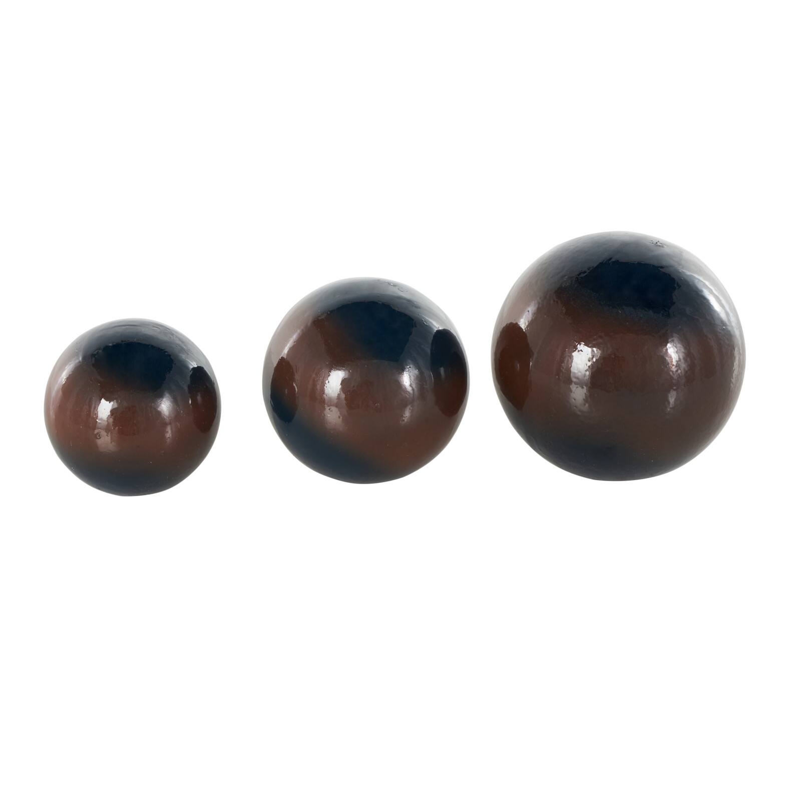 Blue with Brown Stripe Abstract Brushed Decorative Orbs & Vase Filler Set