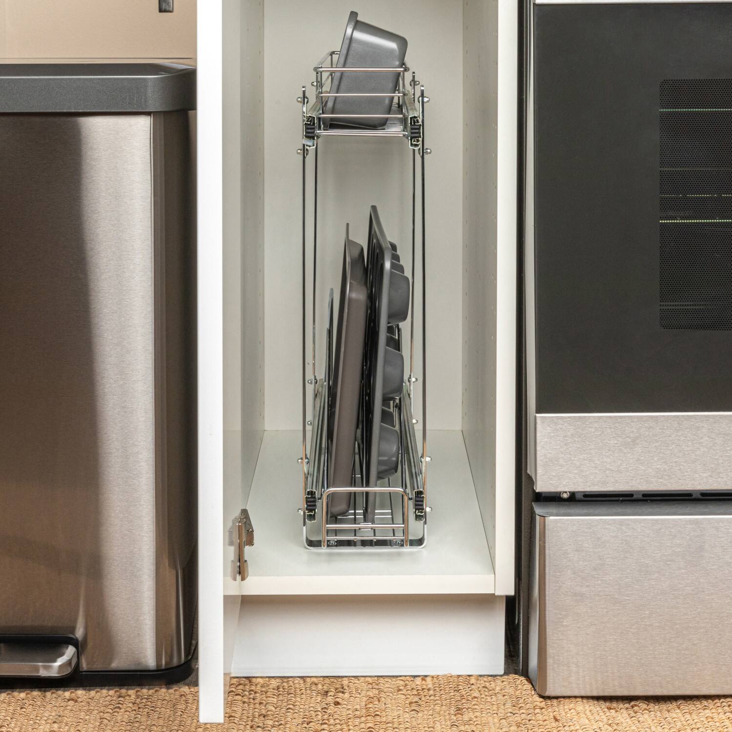 Household Essentials Glidez Chrome-Plated Steel 2-Tier Dual-Sliding Storage Organizer