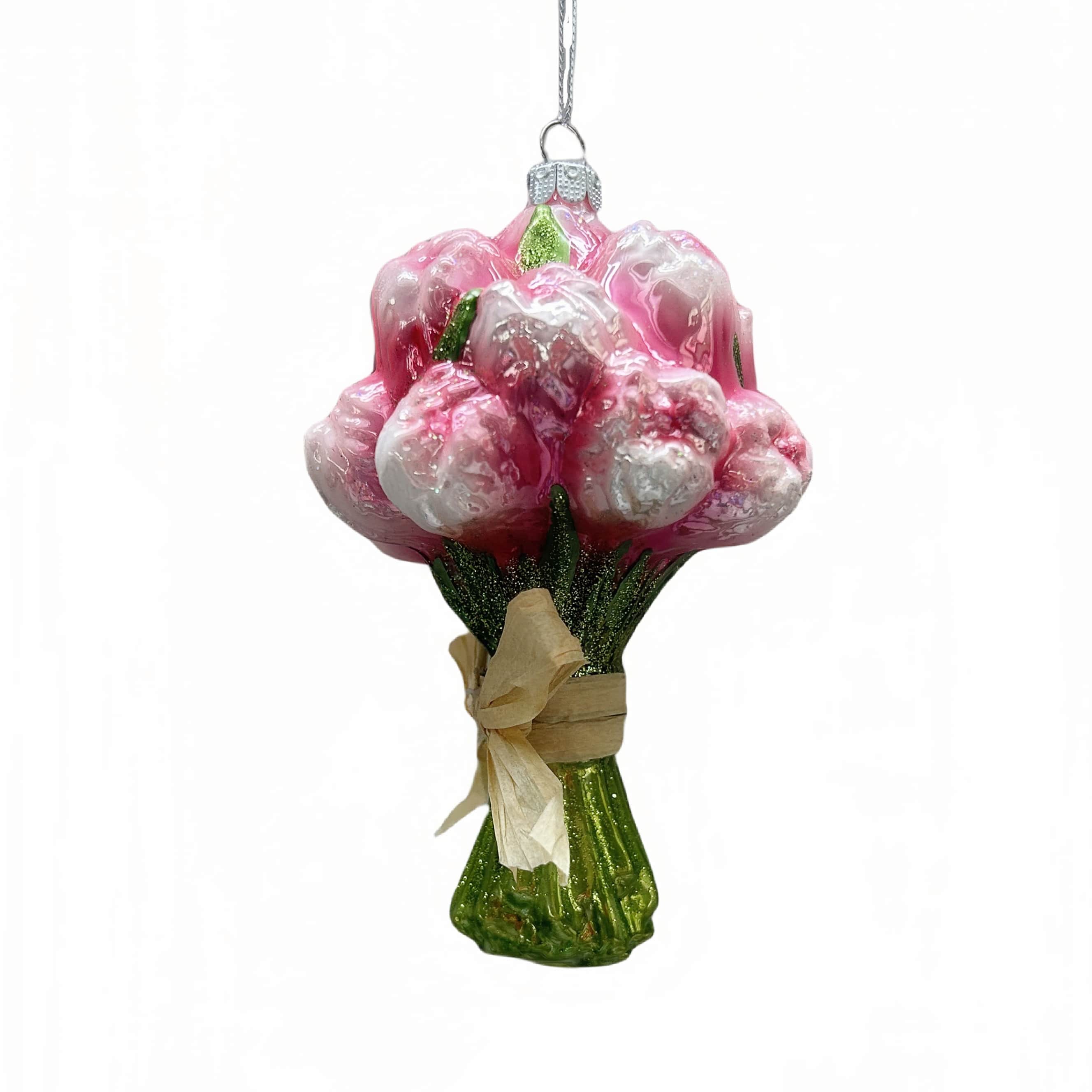 5.25&#x22; Pink Tulip bouquet Glass Ornament by Ashland&#xAE;