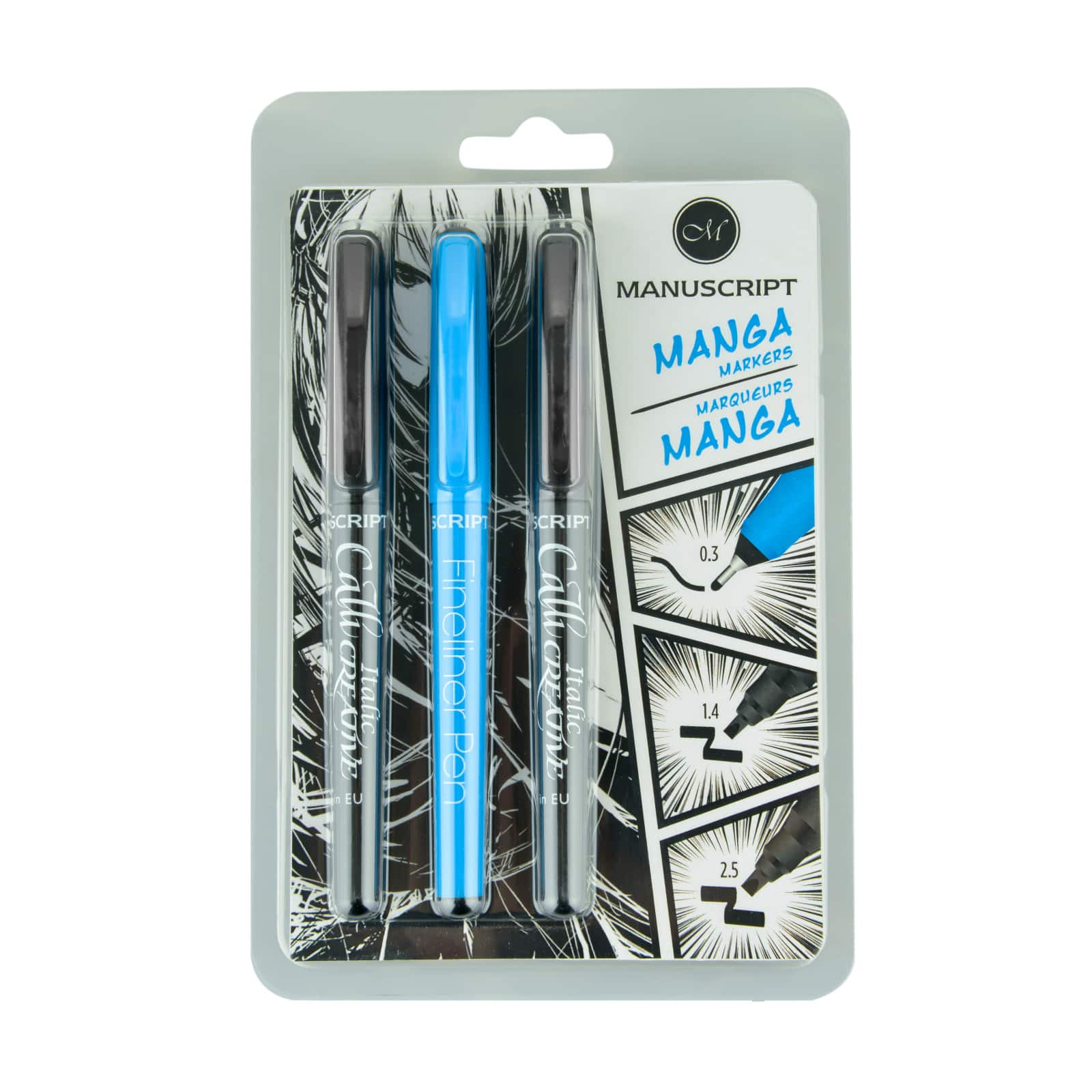 Manuscript Fineliner Pens - Black (Triple Pack)