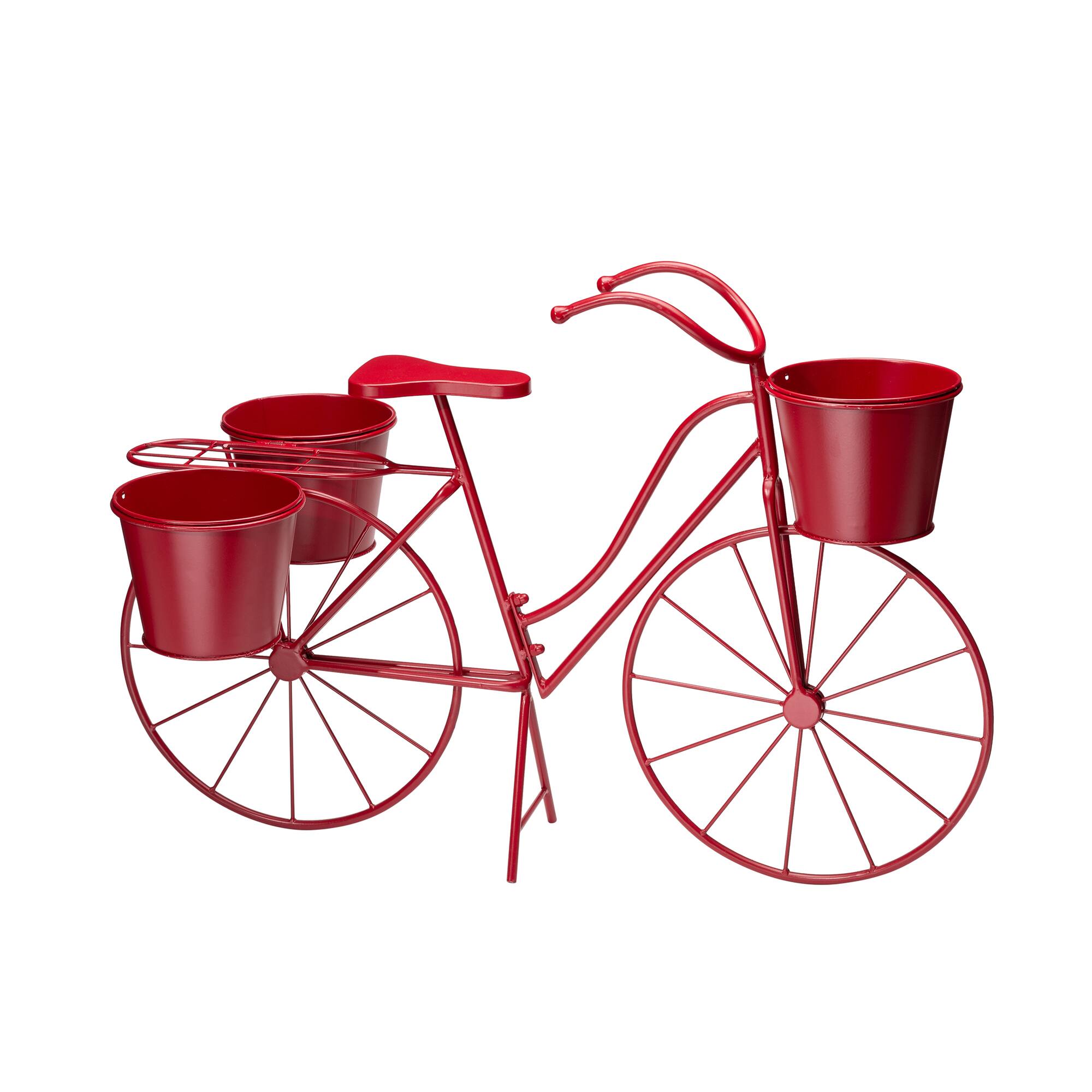 Glitzhome&#xAE; 2.5ft Red Metal Bicycle Plant Stand