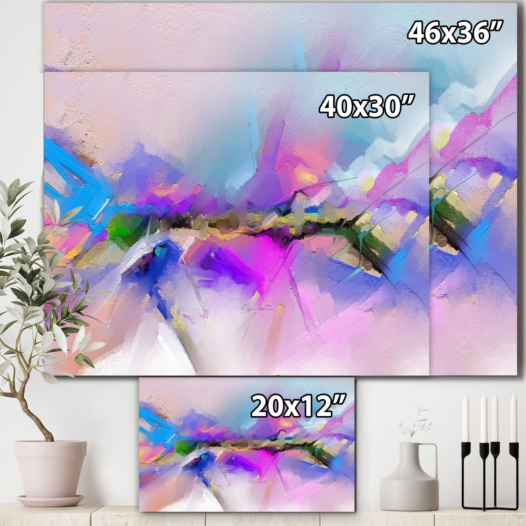 Designart - Black River On Purple And Blue Landscape - Modern Canvas Wall Art Print