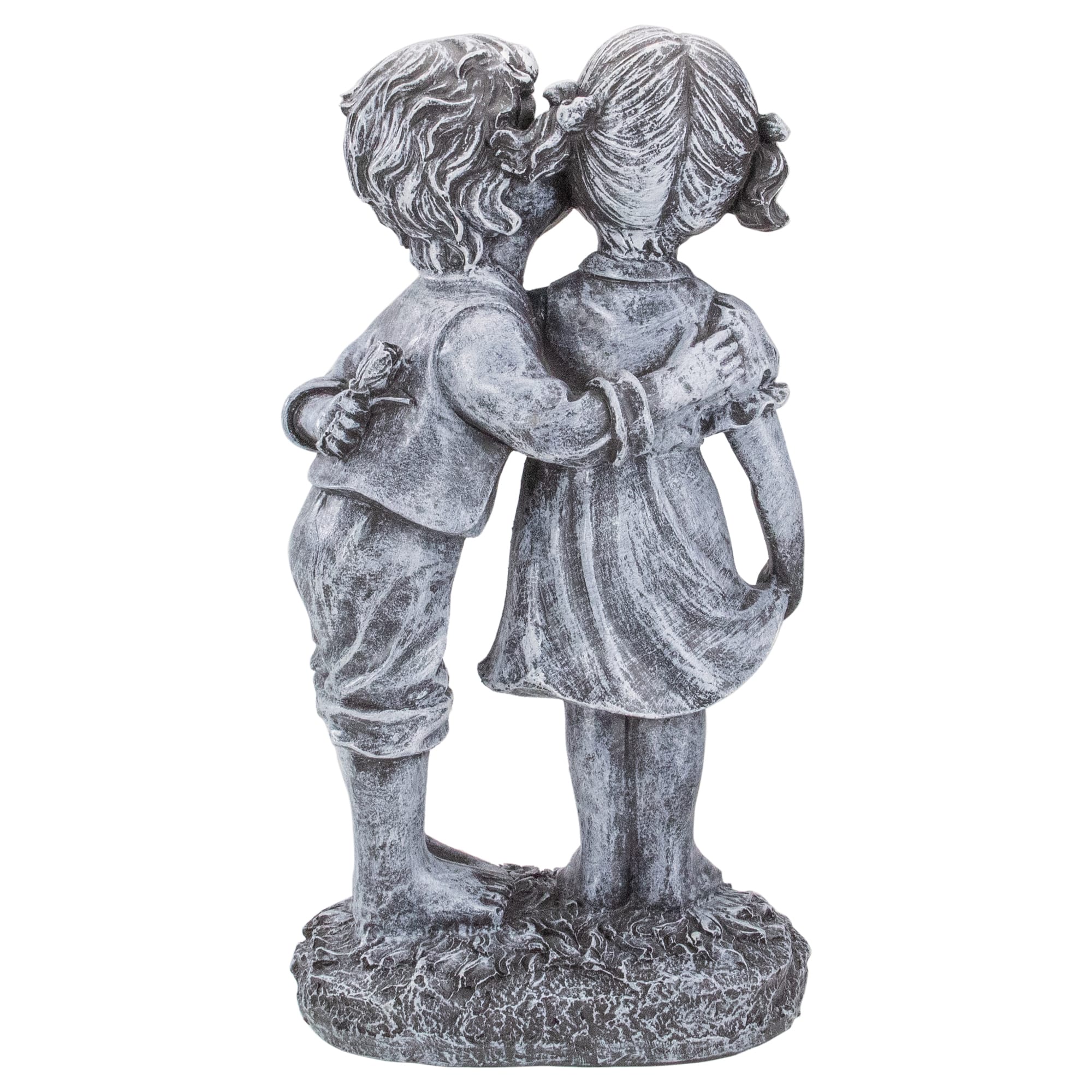 12.5&#x22; Peck on the Cheek Outdoor Garden Statue