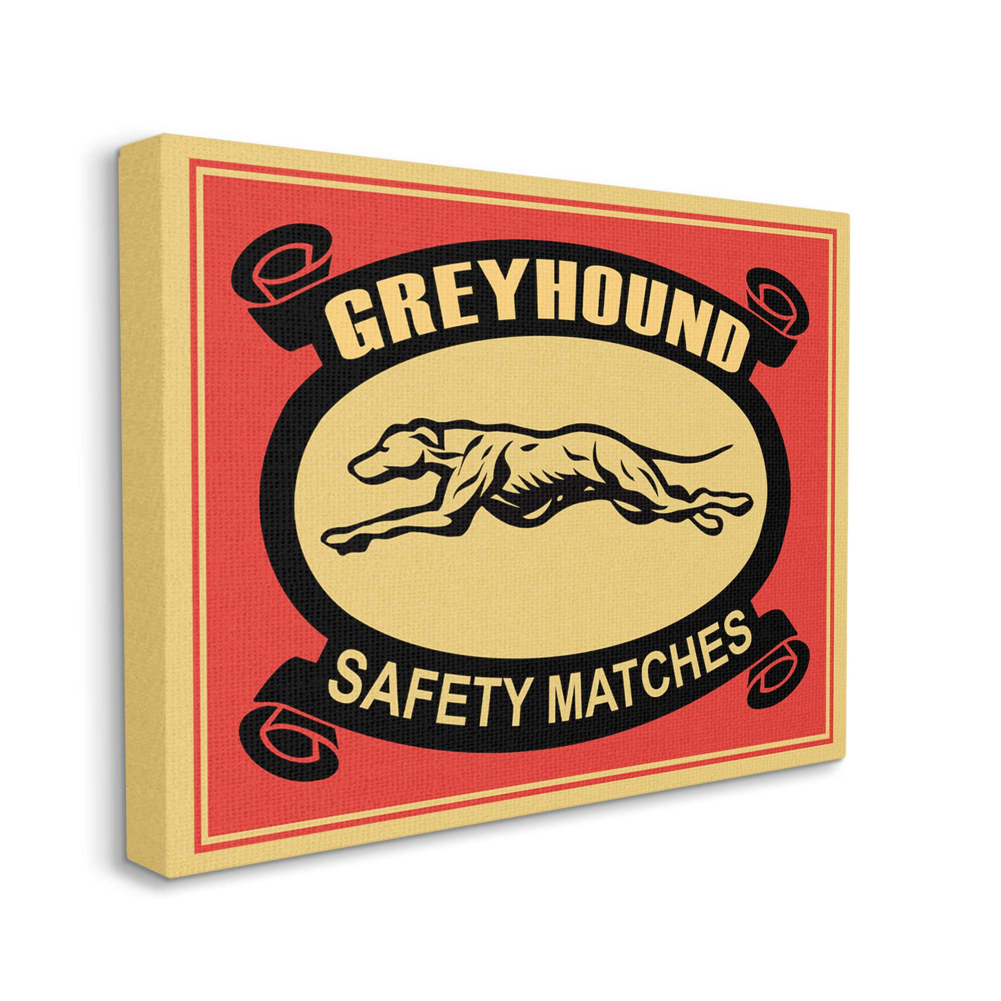 Stupell Industries Greyhound Safety Matches Yellow Red Vintage Advertisement Canvas Wall Art
