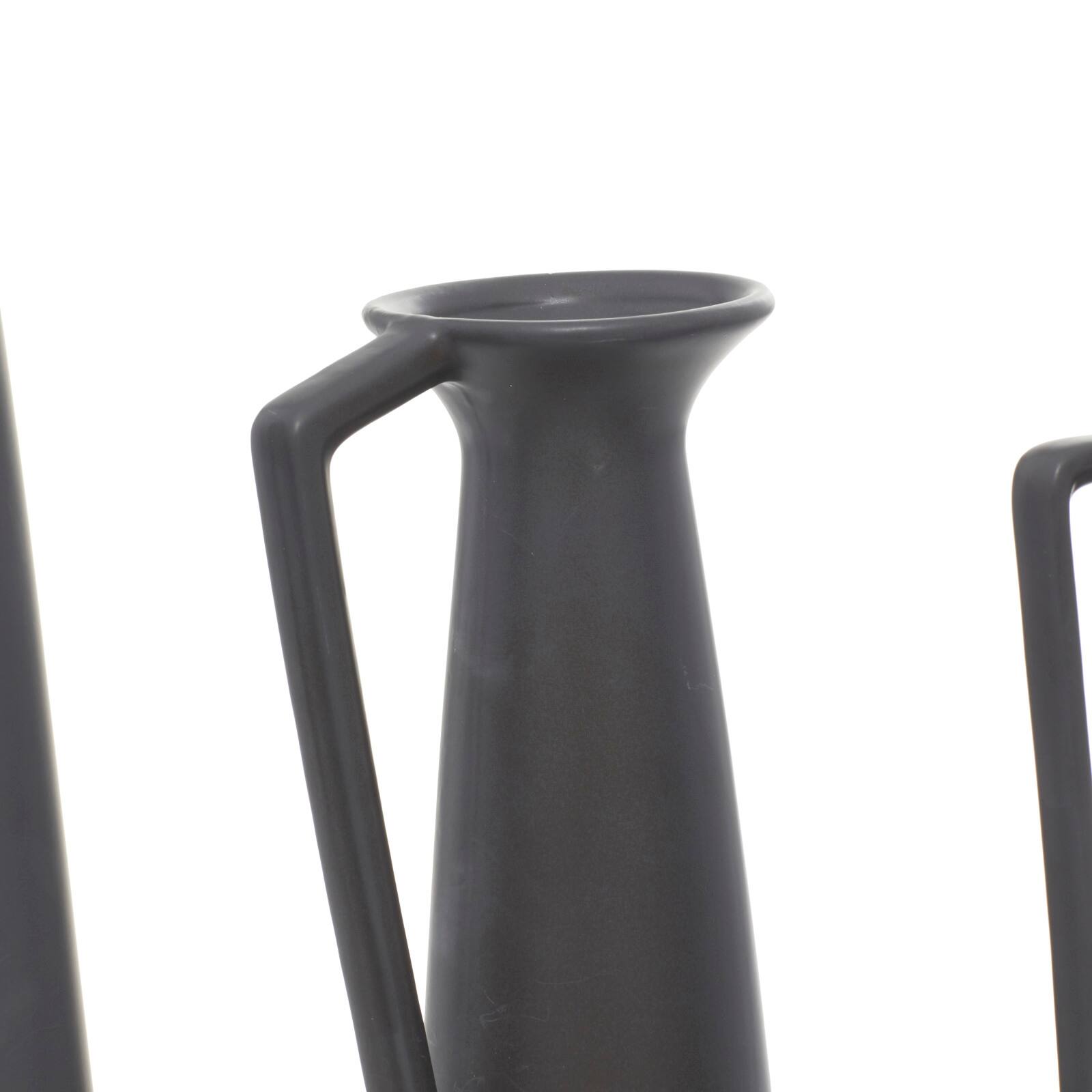 CosmoLiving by Cosmopolitan Set of 3 Dark Gray Ceramic Modern Vase, 12", 13", 11"