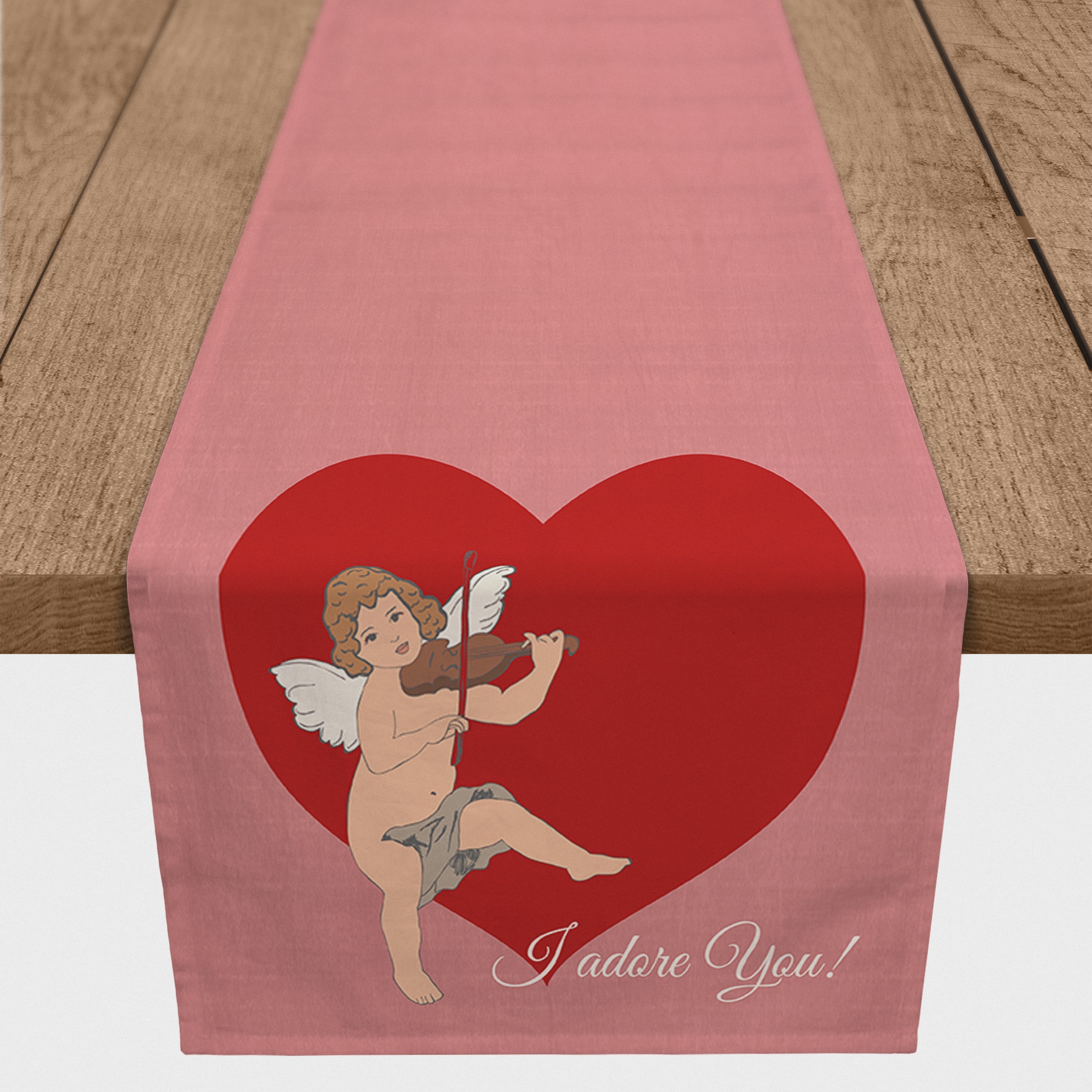 Cupid Heart 16&#x22; x 72&#x22; Poly Twill Table Runner