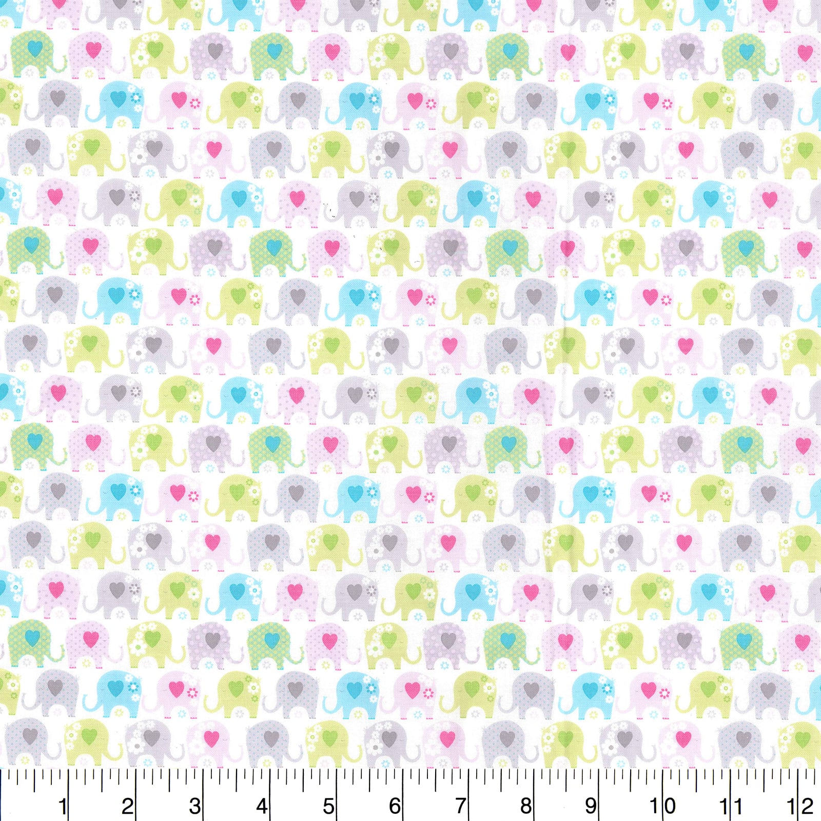 Fabric Traditions Pink Elephants Cotton Fabric