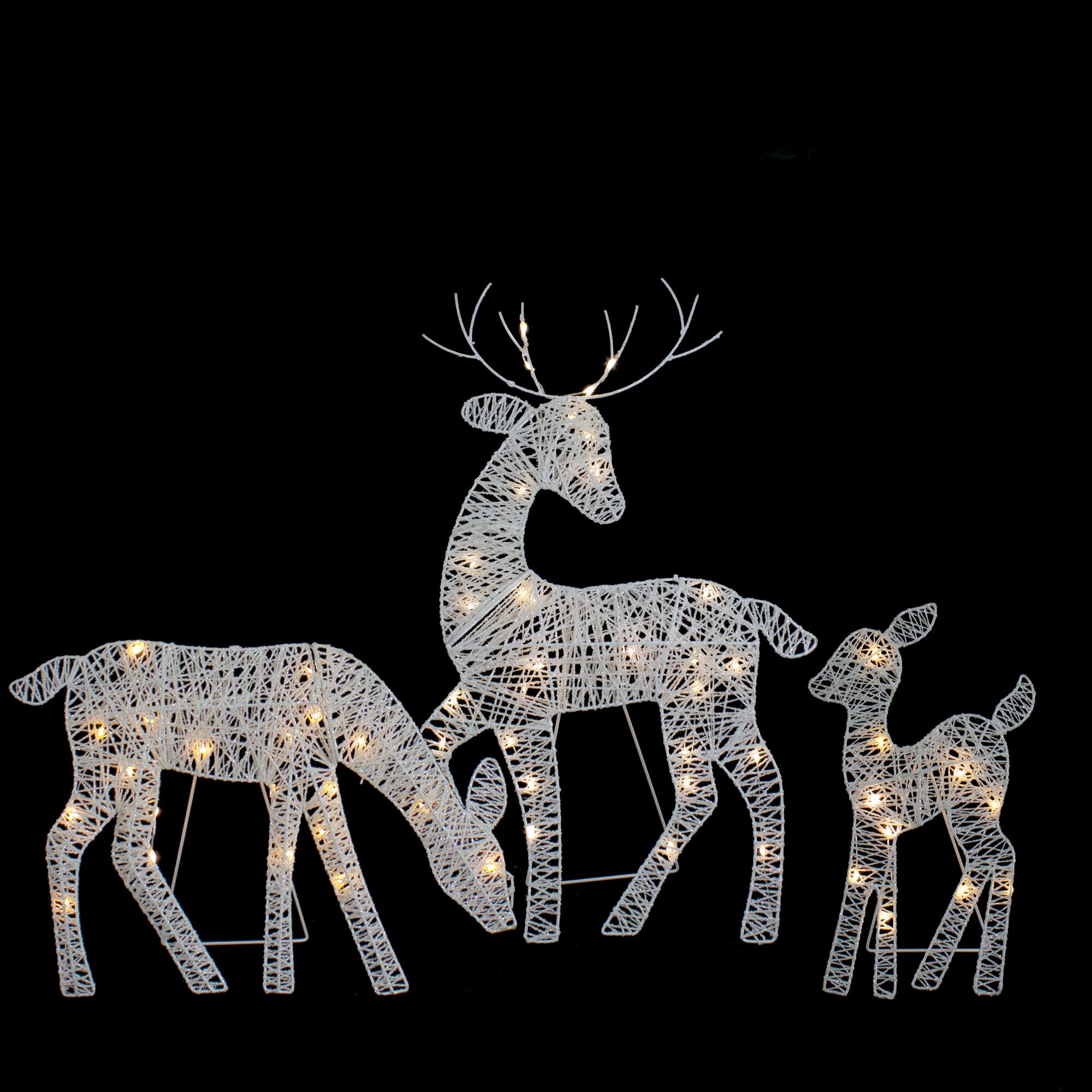 White LED Reindeer Family Outdoor Christmas Décor Set