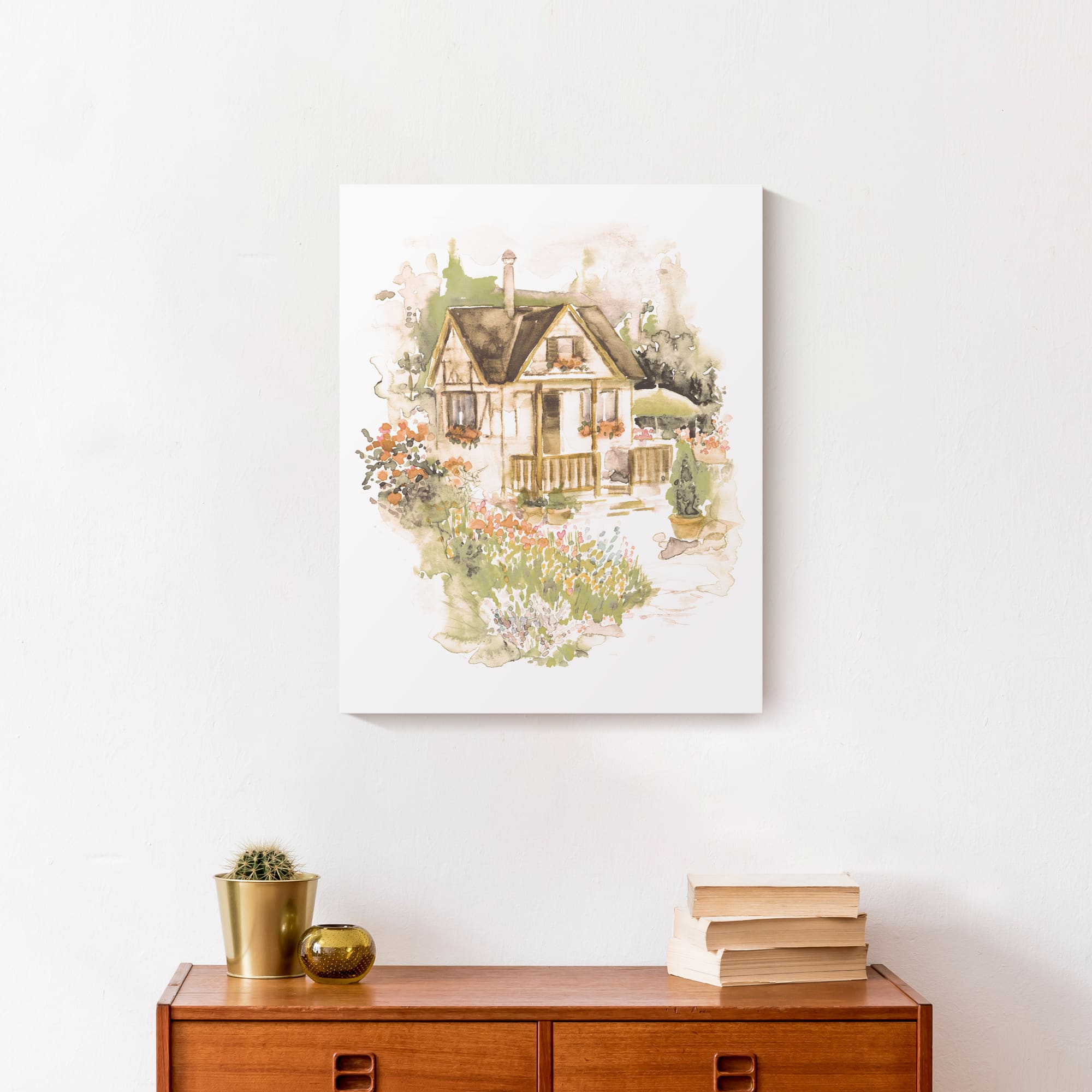 Watercolor Cottage Canvas Wall Art