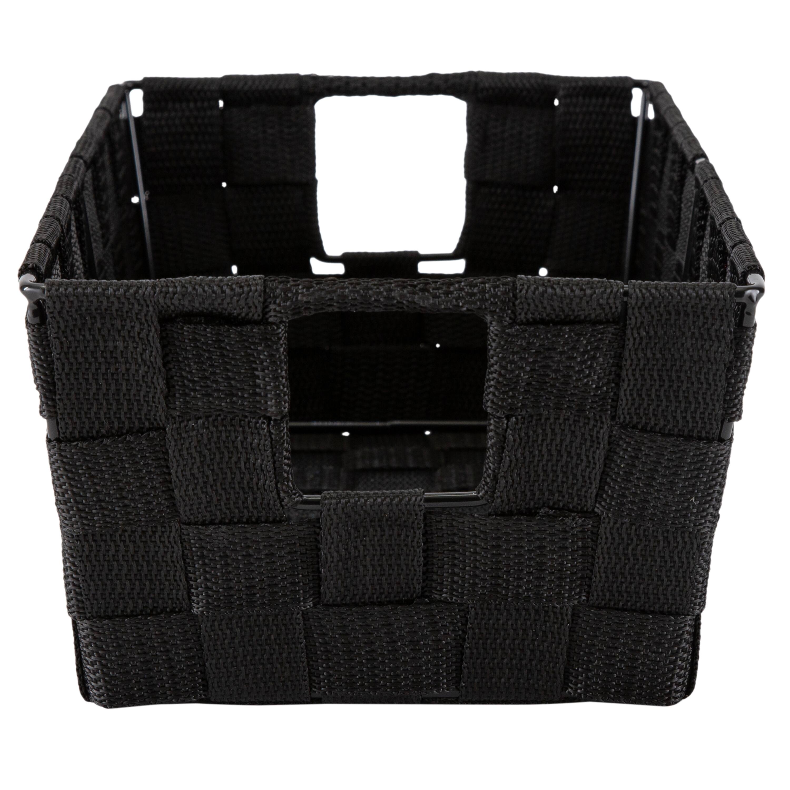 Simplify Small Black Woven Storage Shelf Baskets, 2ct.
