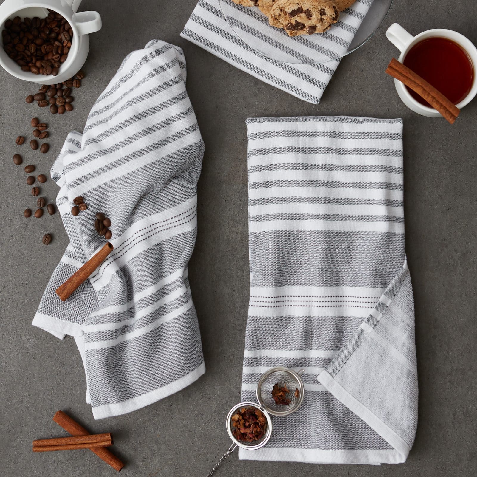 DII® Mineral Variegated Stripe Terry Dishtowels, 3ct.