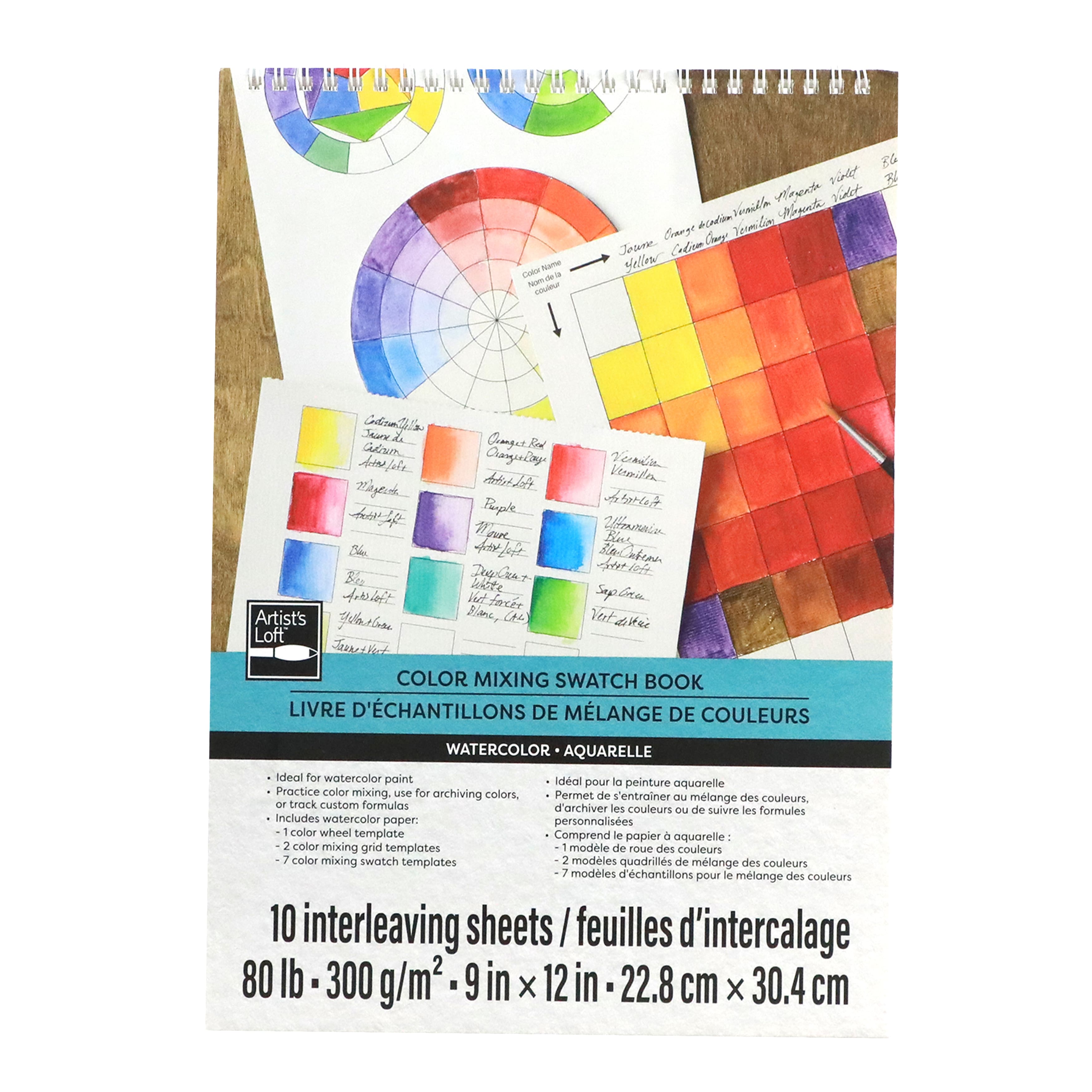 6 Pack: 9" x 12" Watercolor Sheet Color Mixing Swatch Book by Artist's Loft™