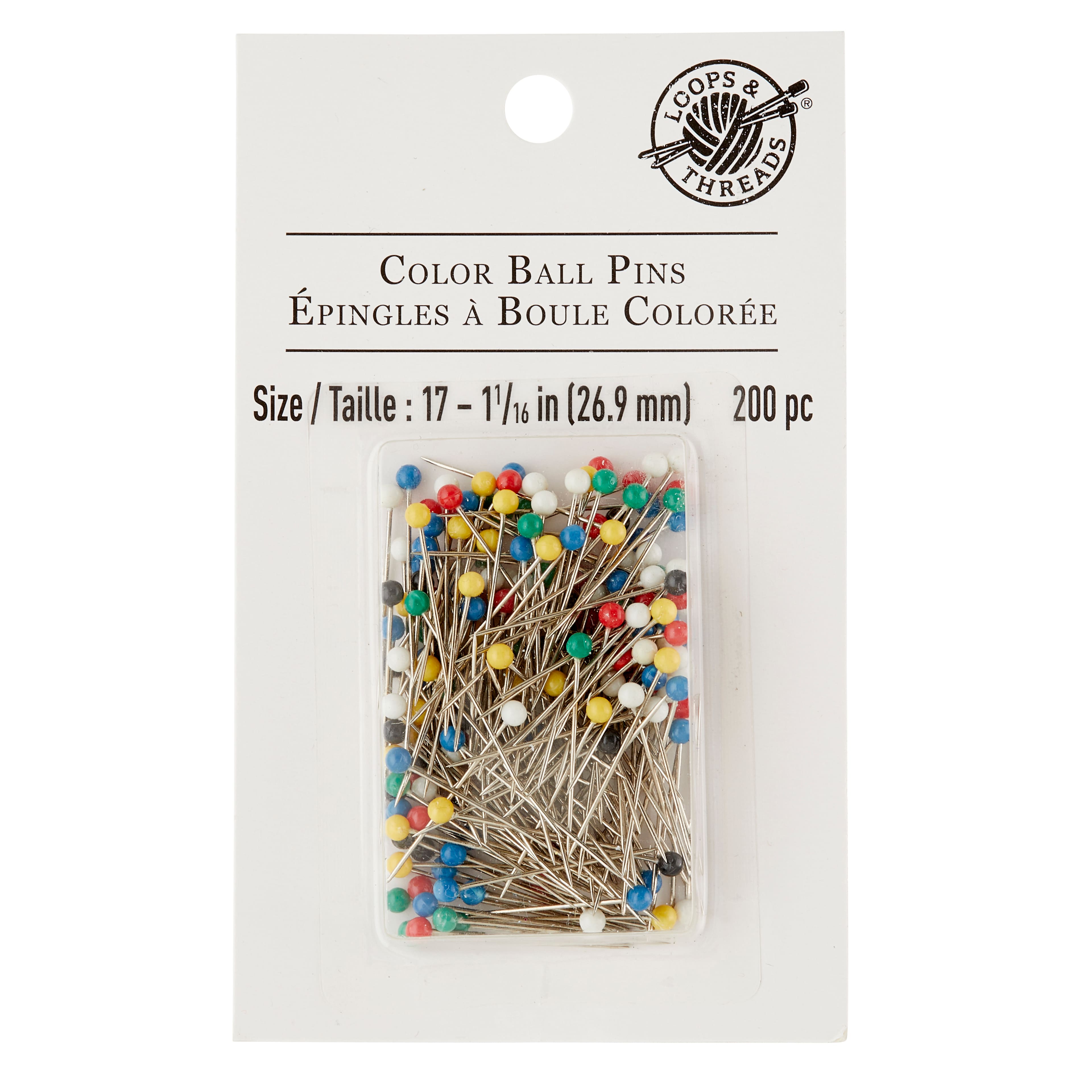 12 Packs: 200 ct. (2,400 total) Multicolor Ball Point Pins by Loops &#x26; Threads&#x2122;