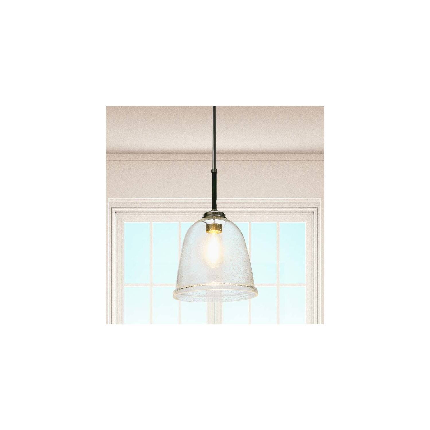 Hello Honey® Robert Stevenson Lighting Landry 11" Black & Nickel Seedy Glass & Metal Ceiling Light