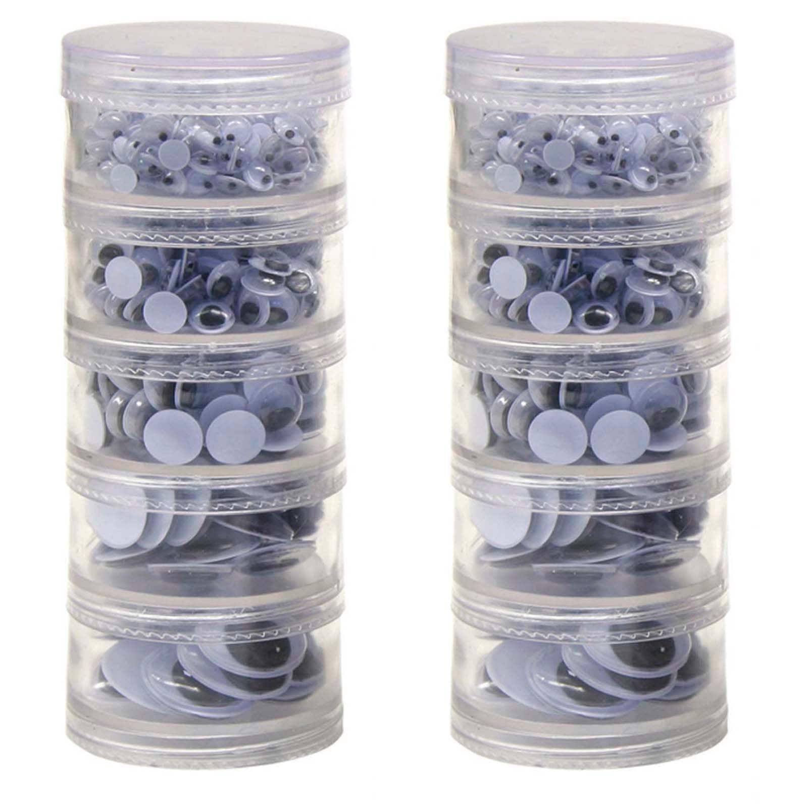 Creativity Street&#xAE; Black Round &#x26; Oval Shaped Wiggle Eyes Storage Stacker, 2 Packs of 560