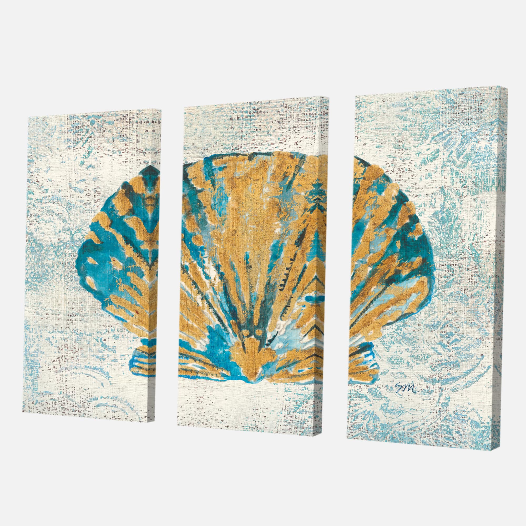 Designart - Coastal Pastel seashells I - Vintage Nautical Gallery-wrapped Canvas