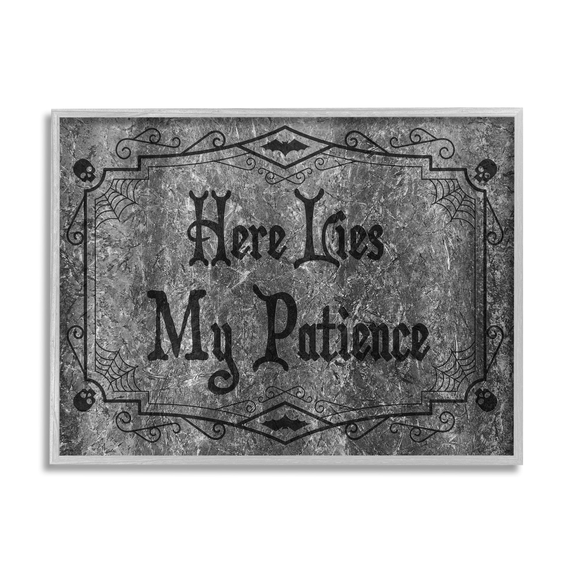 Stupell Industries Here Lies My Patience Tombstone Framed Giclee Art