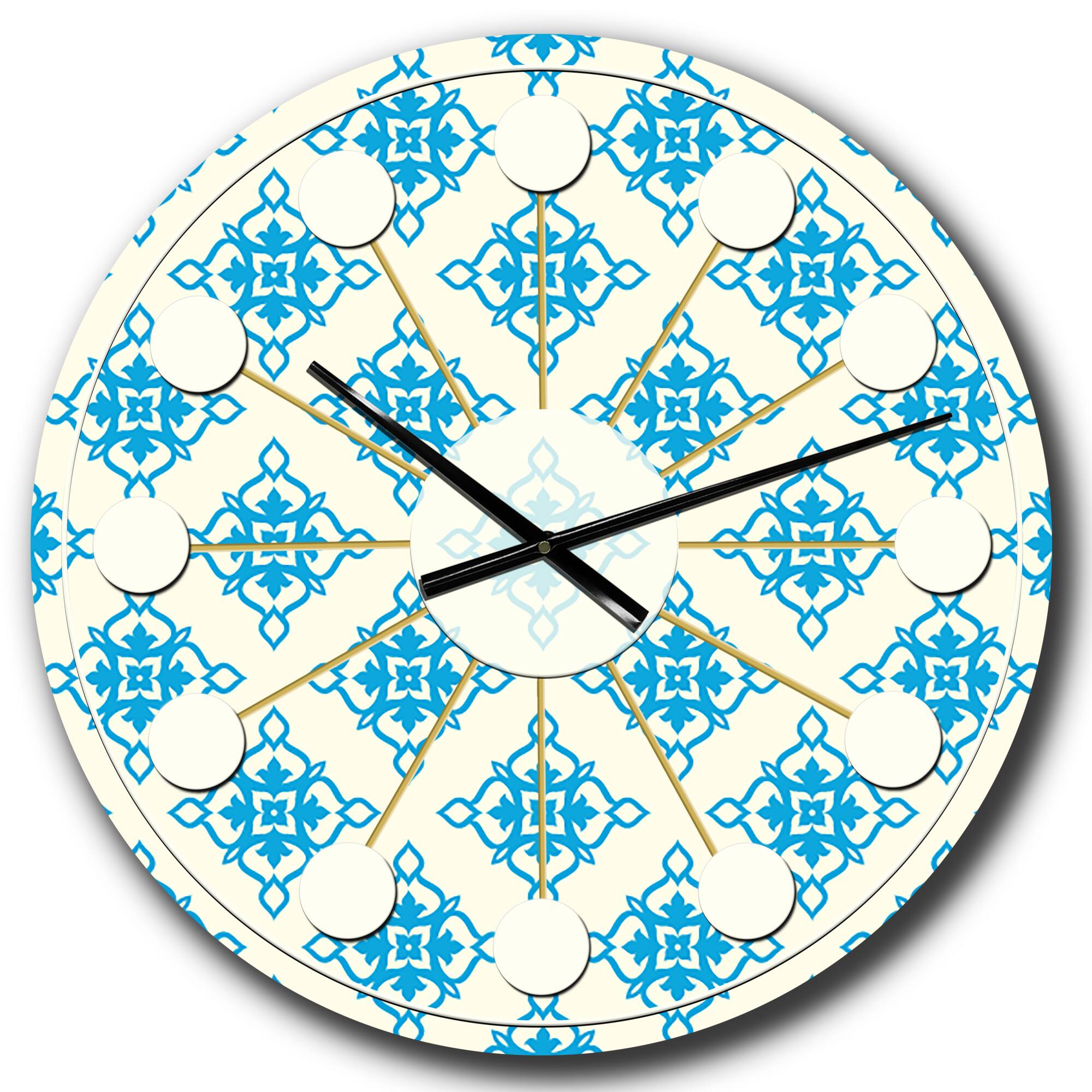 Designart 'Retro Ornamental Pattern I Mid-Century Modern Wall Clock