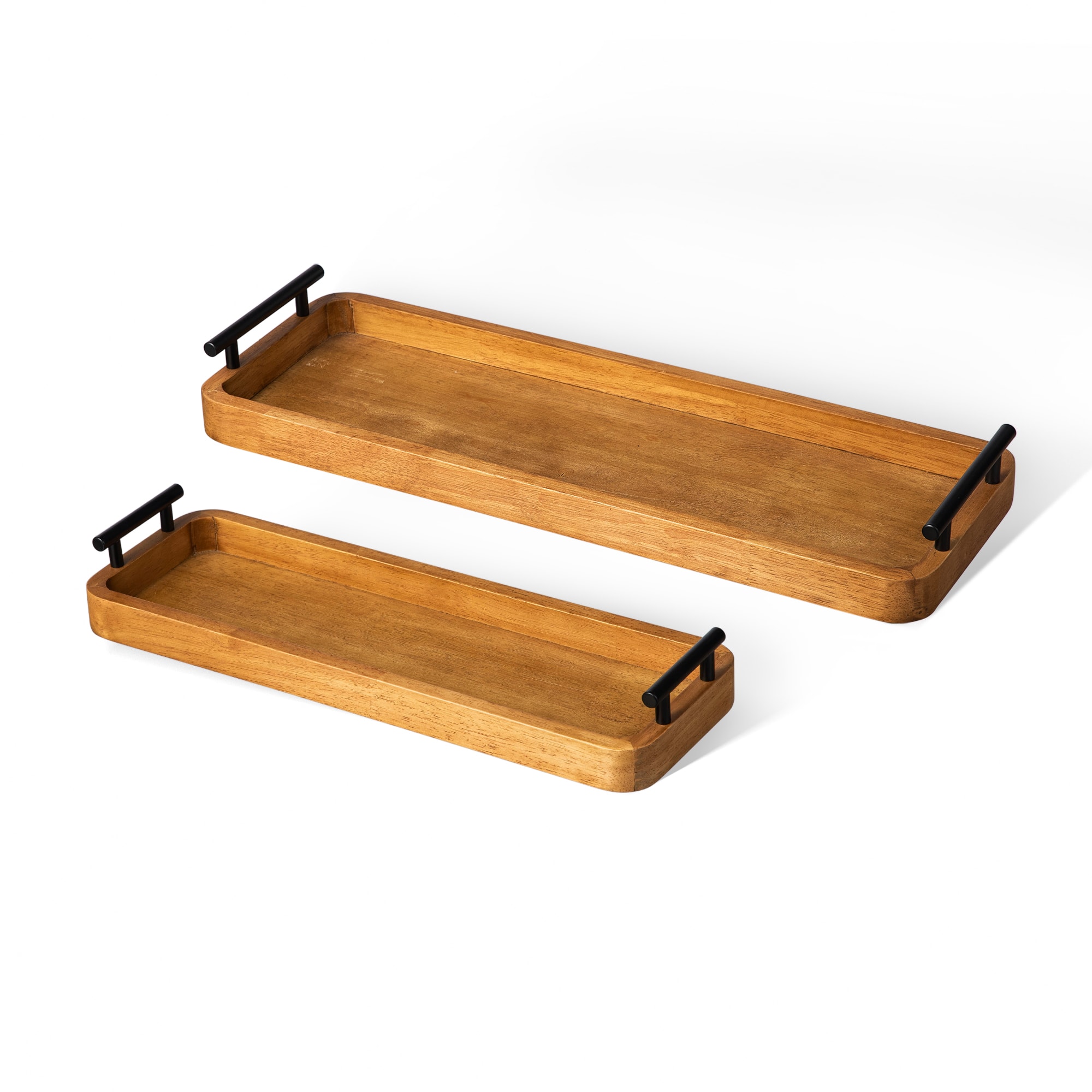 Glitzhome&#xAE; Rectangle Acacia Wood Trays Set