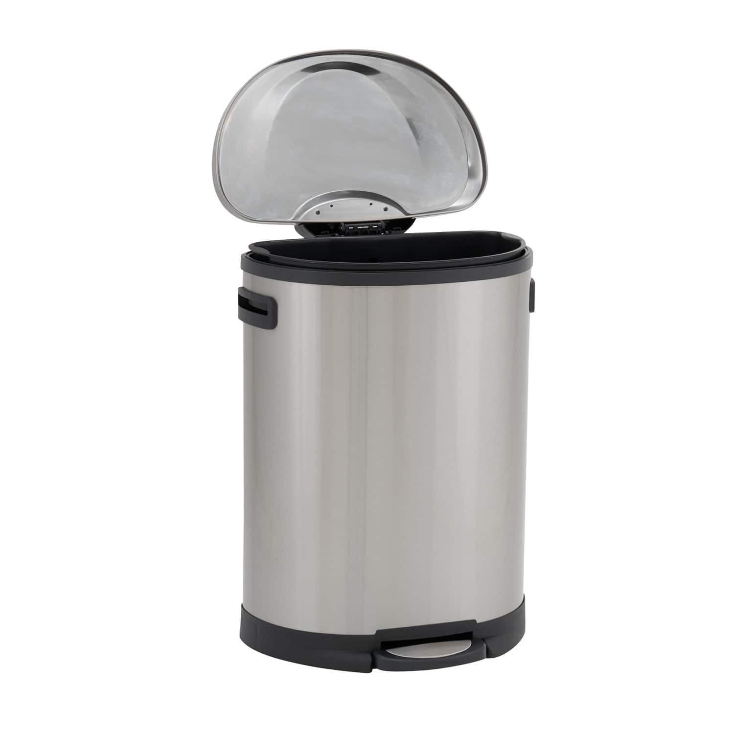 Household Essentials 13 gal. Stainless Steel Oval Trash Can with Step