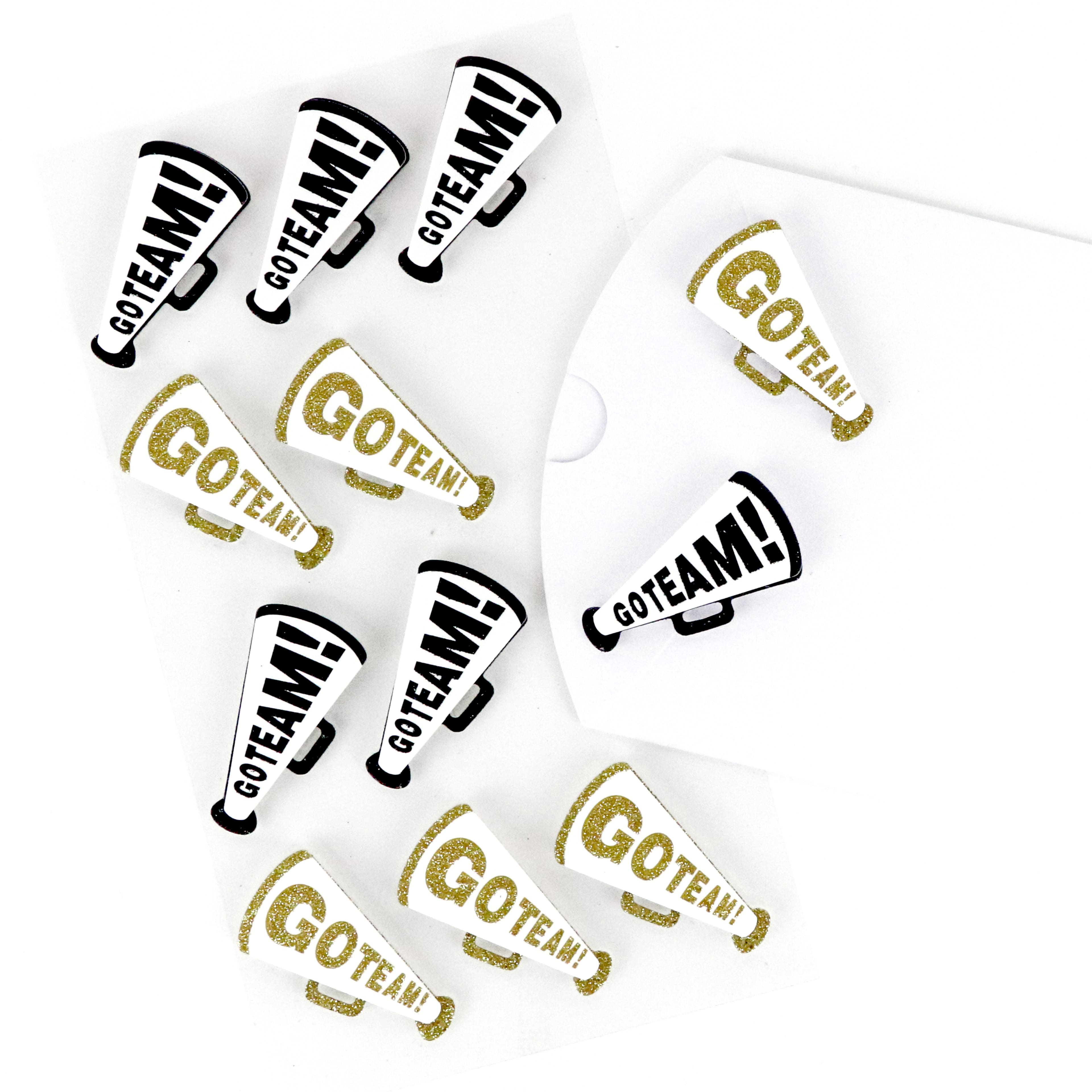 Black &#x26; Gold Go Team! Megaphone Dimensional Stickers by Recollections&#x2122;