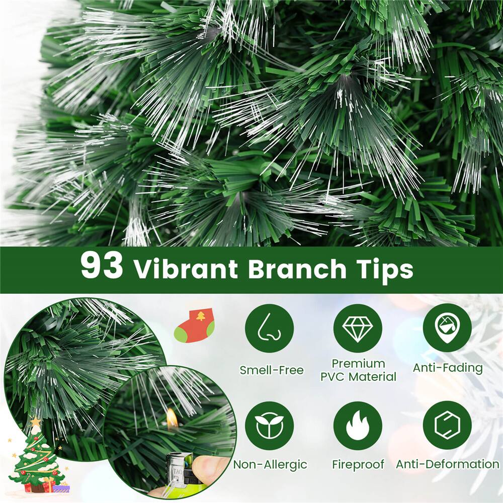 Costway 3ft. Pre‑Lit Fiber Optic Artificial Christmas Tree with Top Star & Folding Metal Stand