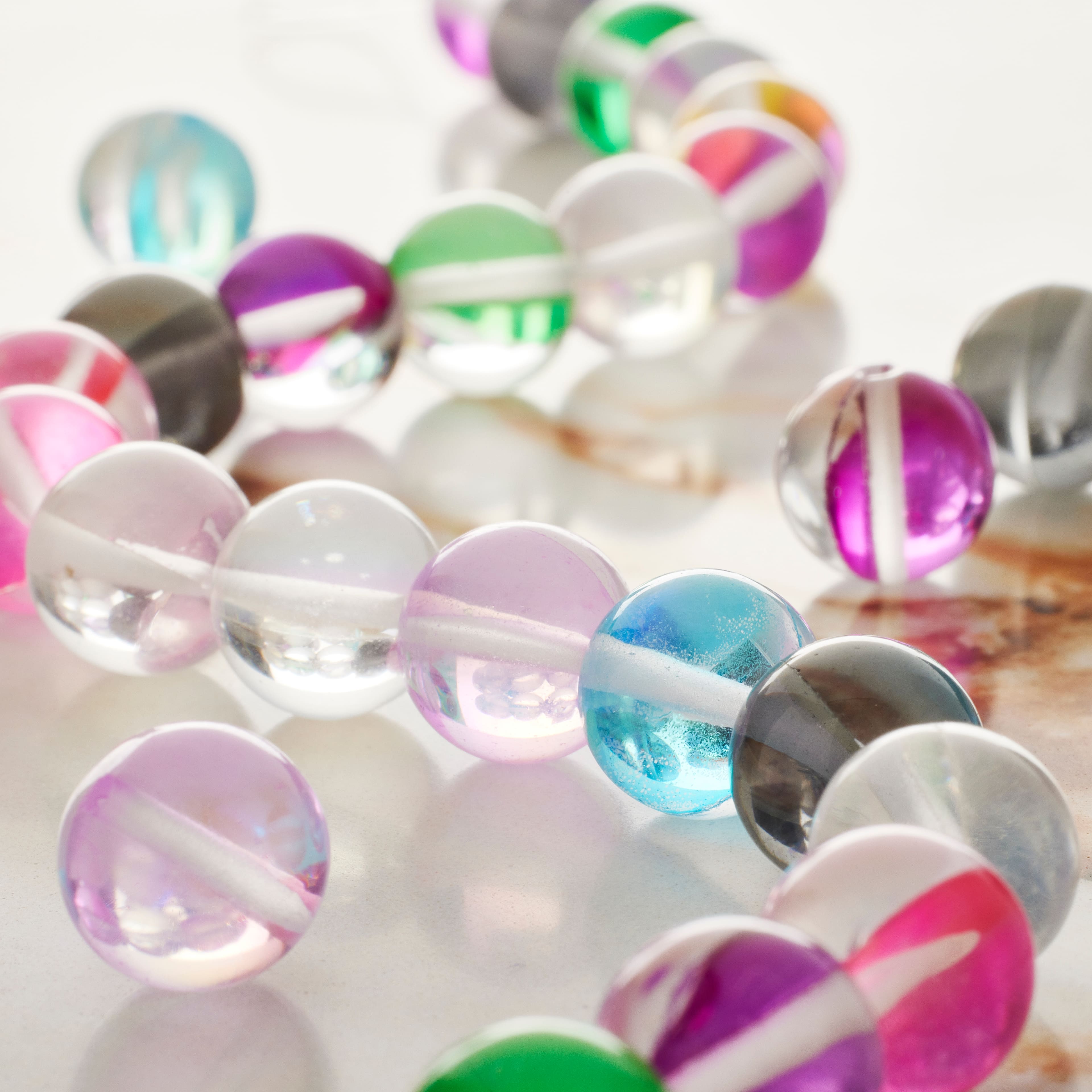 12 Pack: Multicolor Shiny Glass Round Beads by Bead Landing™