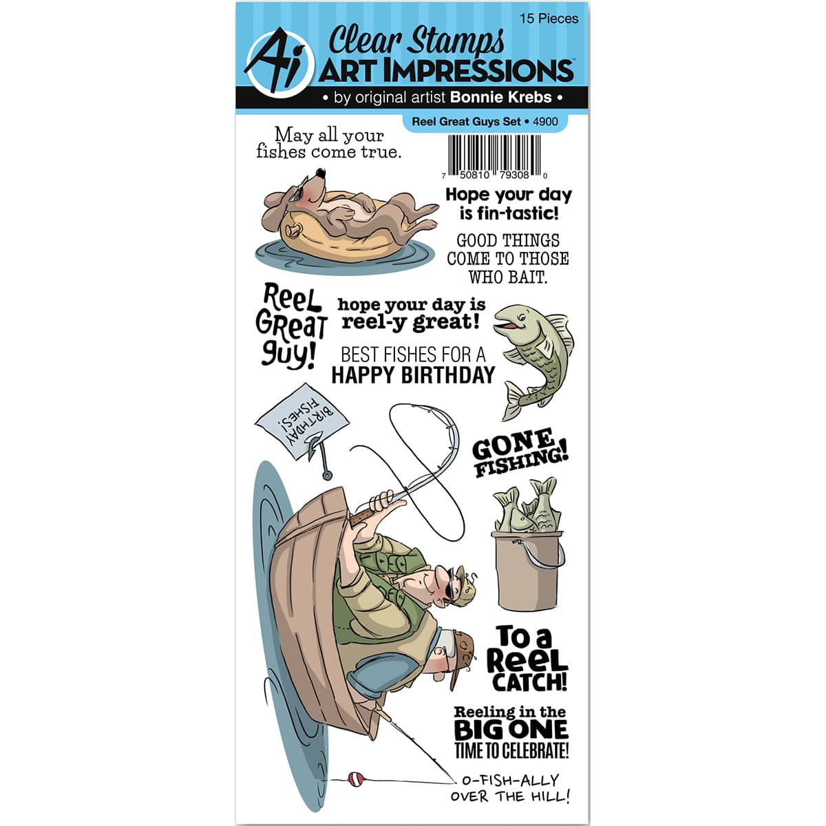 Art Impressions&#xAE; Work &#x26; Play Clear Reel Great Guys Fishing Stamps