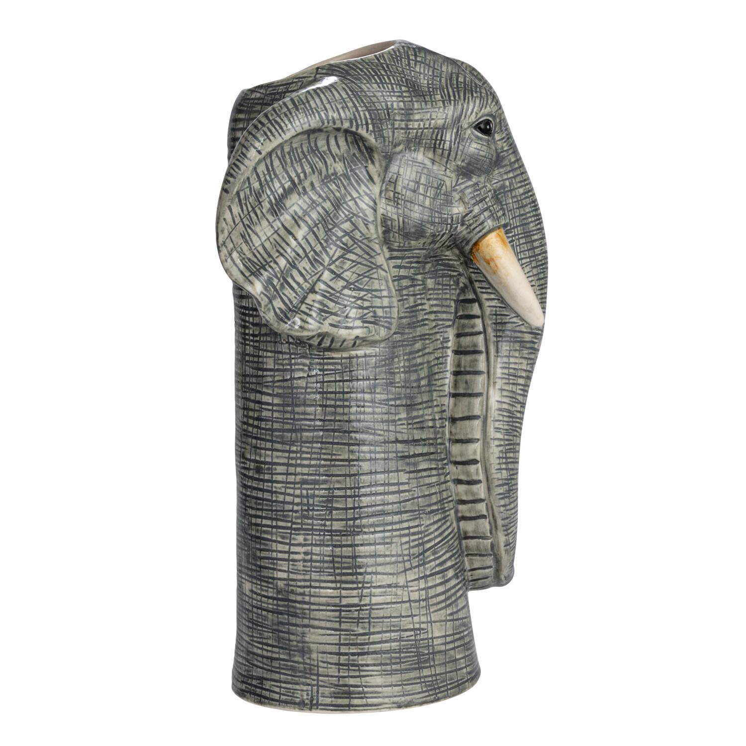 Hello Honey® 11" Gray & White Hand-Painted Decorative Stoneware Elephant Vase