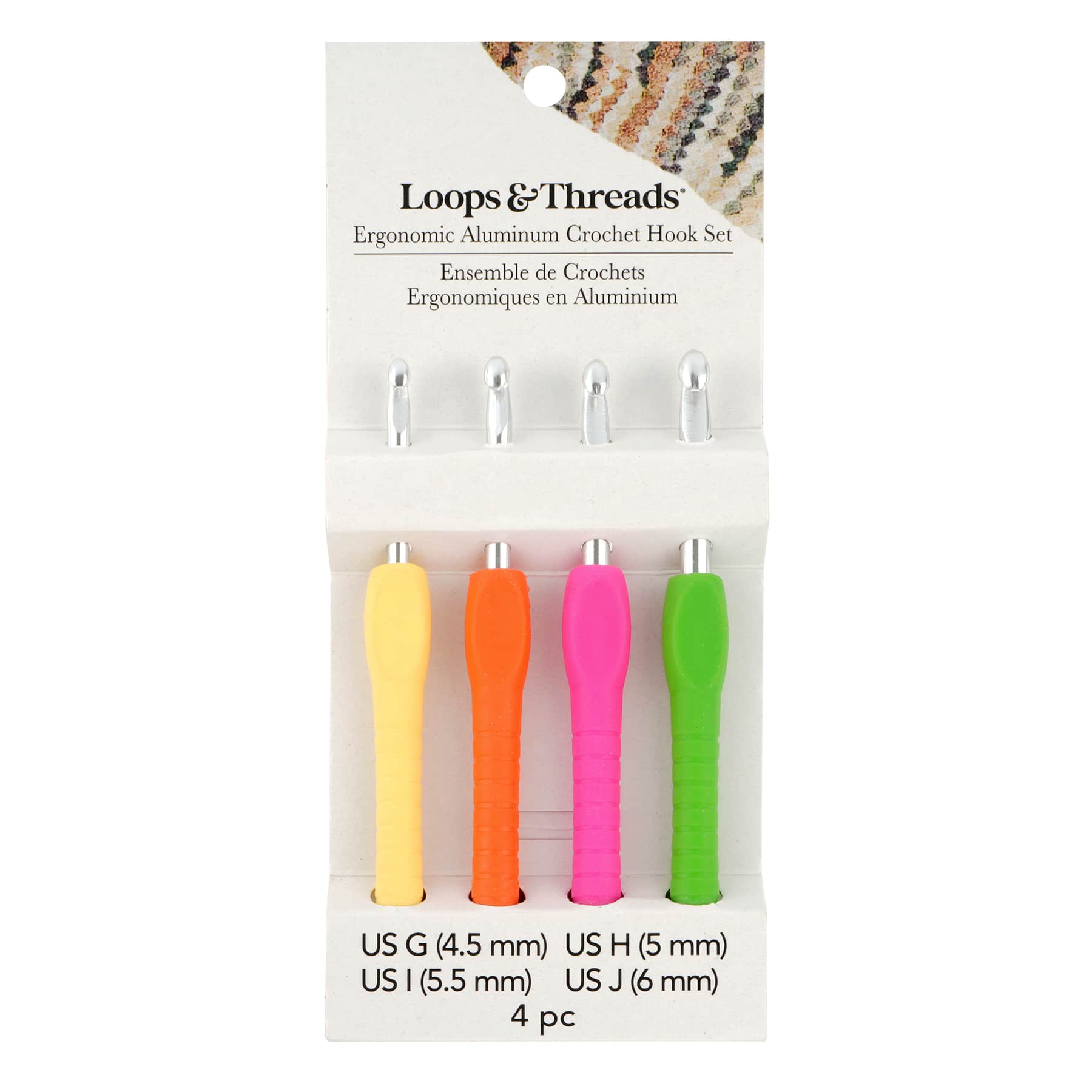 Ergonomic Aluminum Crochet Hook Set, G-J by Loops & Threads®