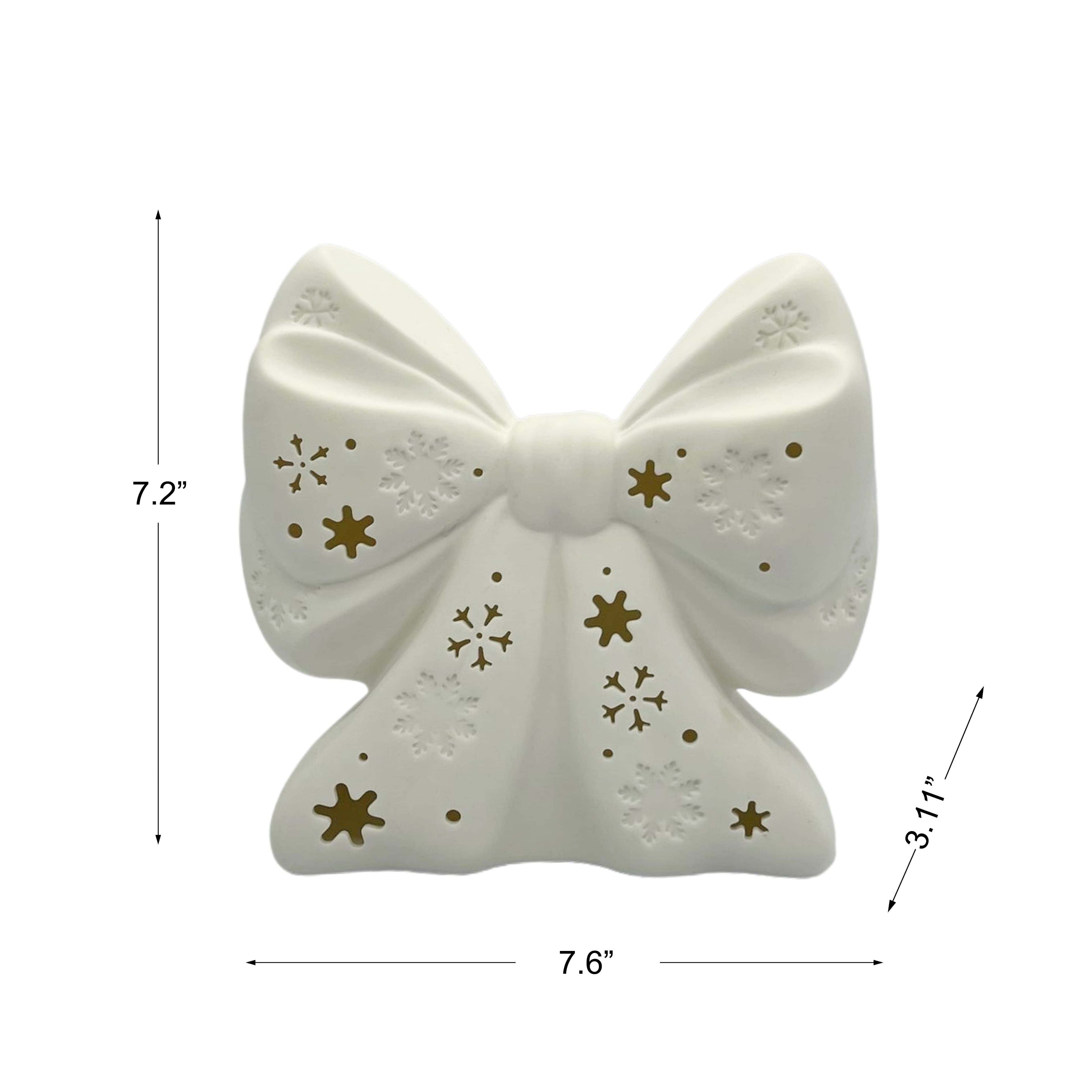7.5&#x22; LED DIY Ceramic Snowflake Bow D&#xE9;cor by Make Market&#xAE;