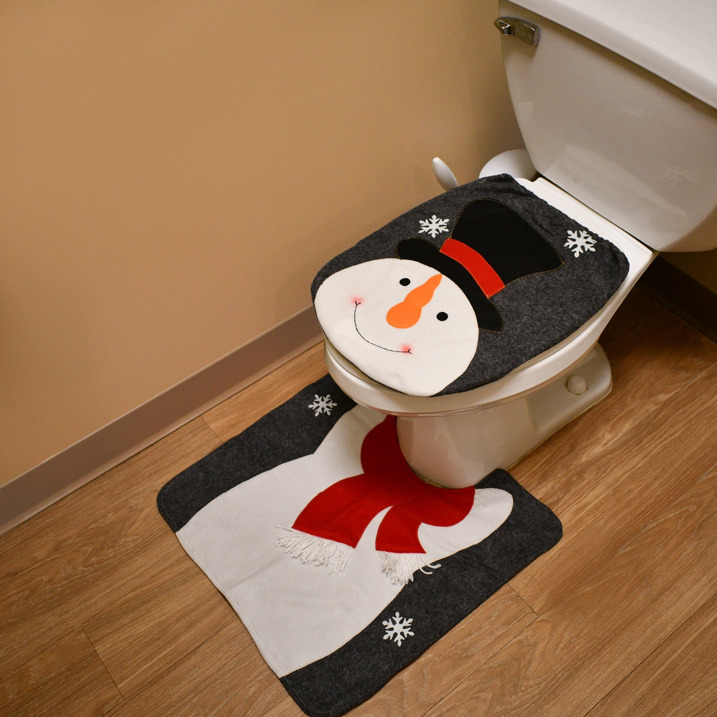 Holiday Snowman Bathroom Seat & Floor Cover Set