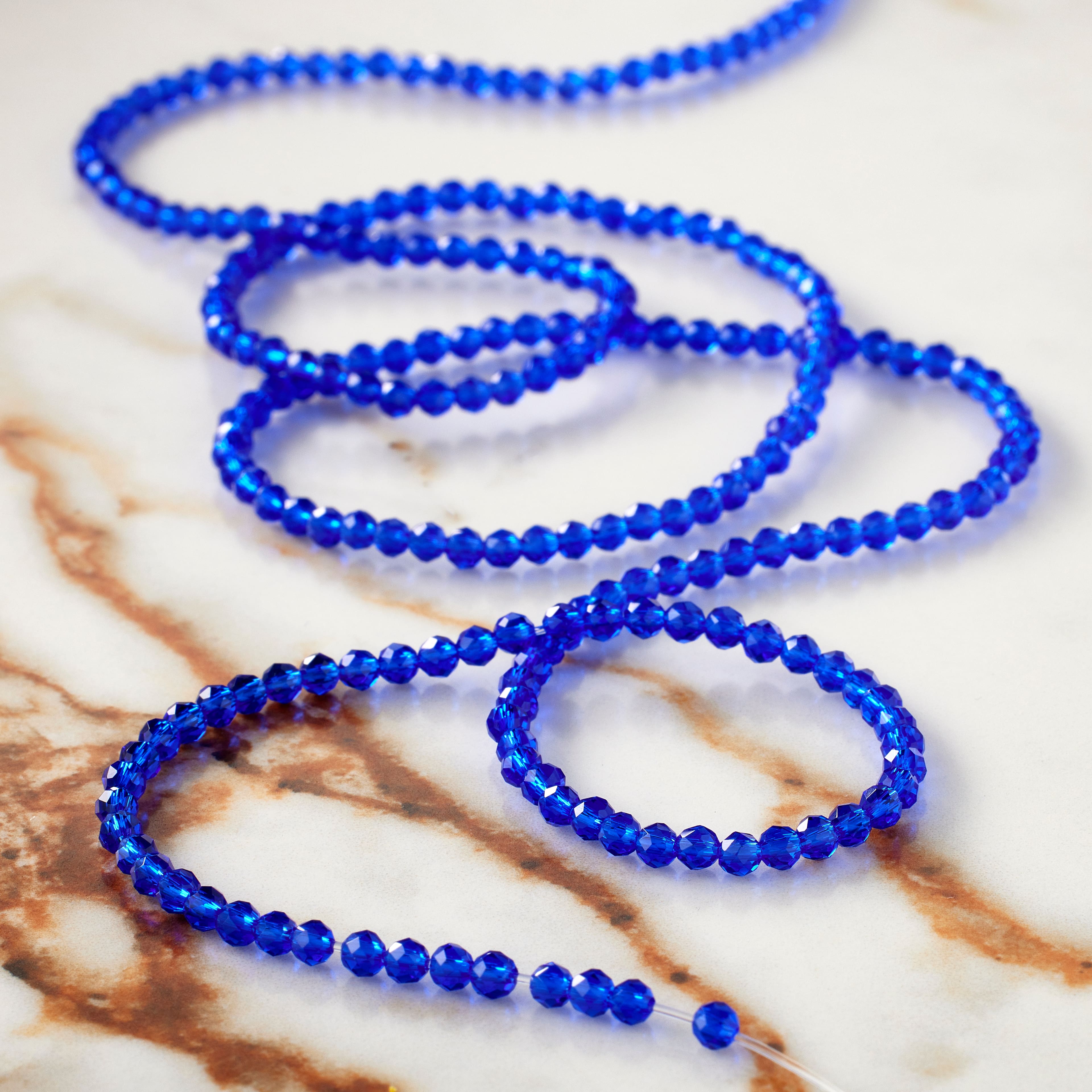 Blue Faceted Glass Round Beads, 2.8mm by Bead Landing&#x2122;