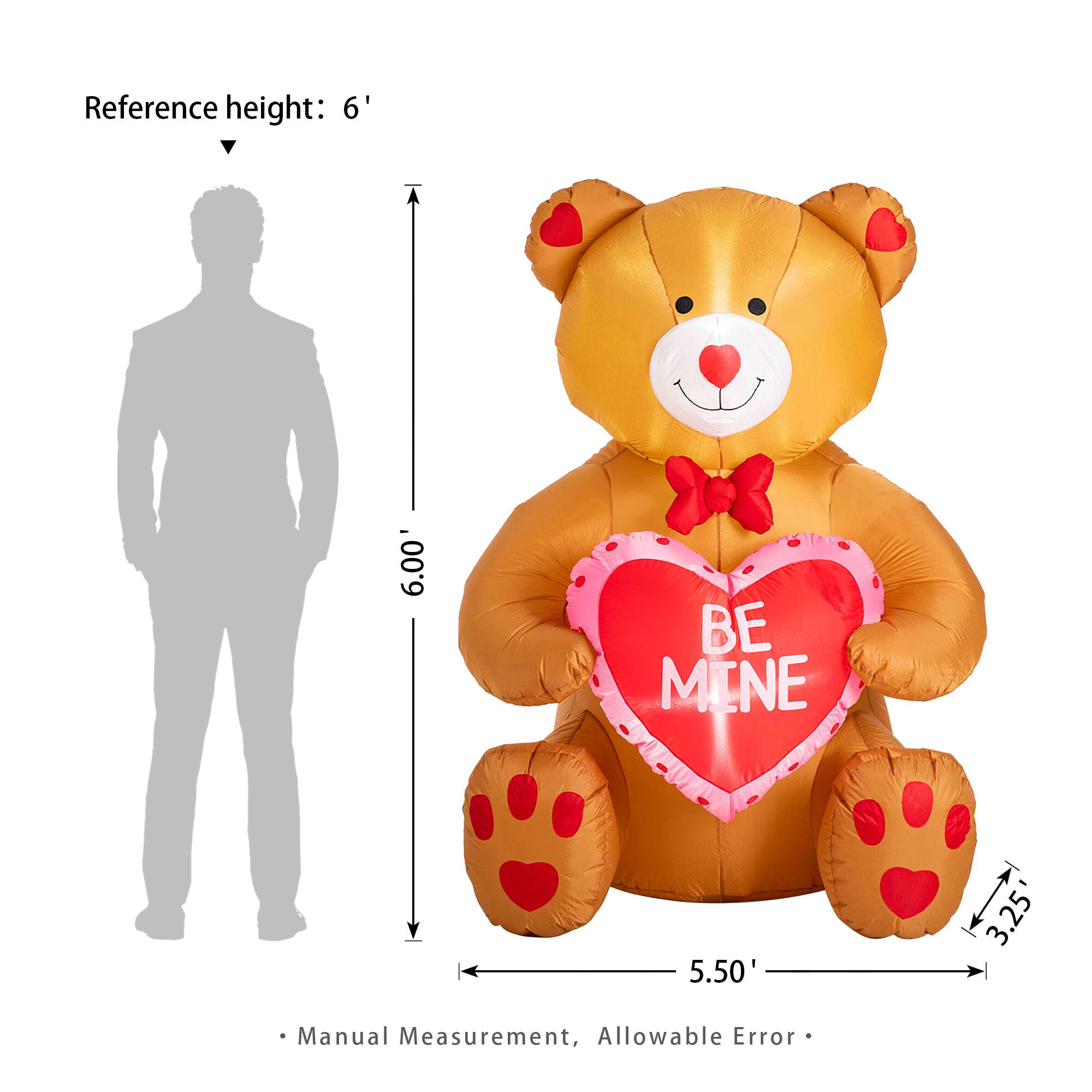 Glitzhome® 6ft. Lighted Valentine's Inflatable Bear with Heart Décor