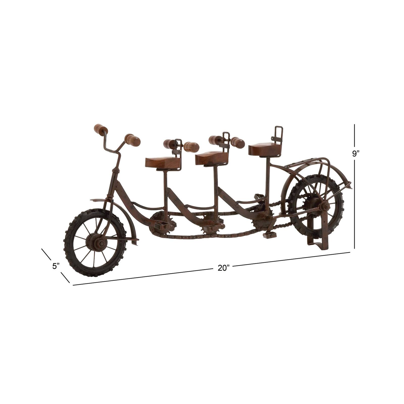 20&#x22; Brown Metal Vintage Bicycle Sculpture