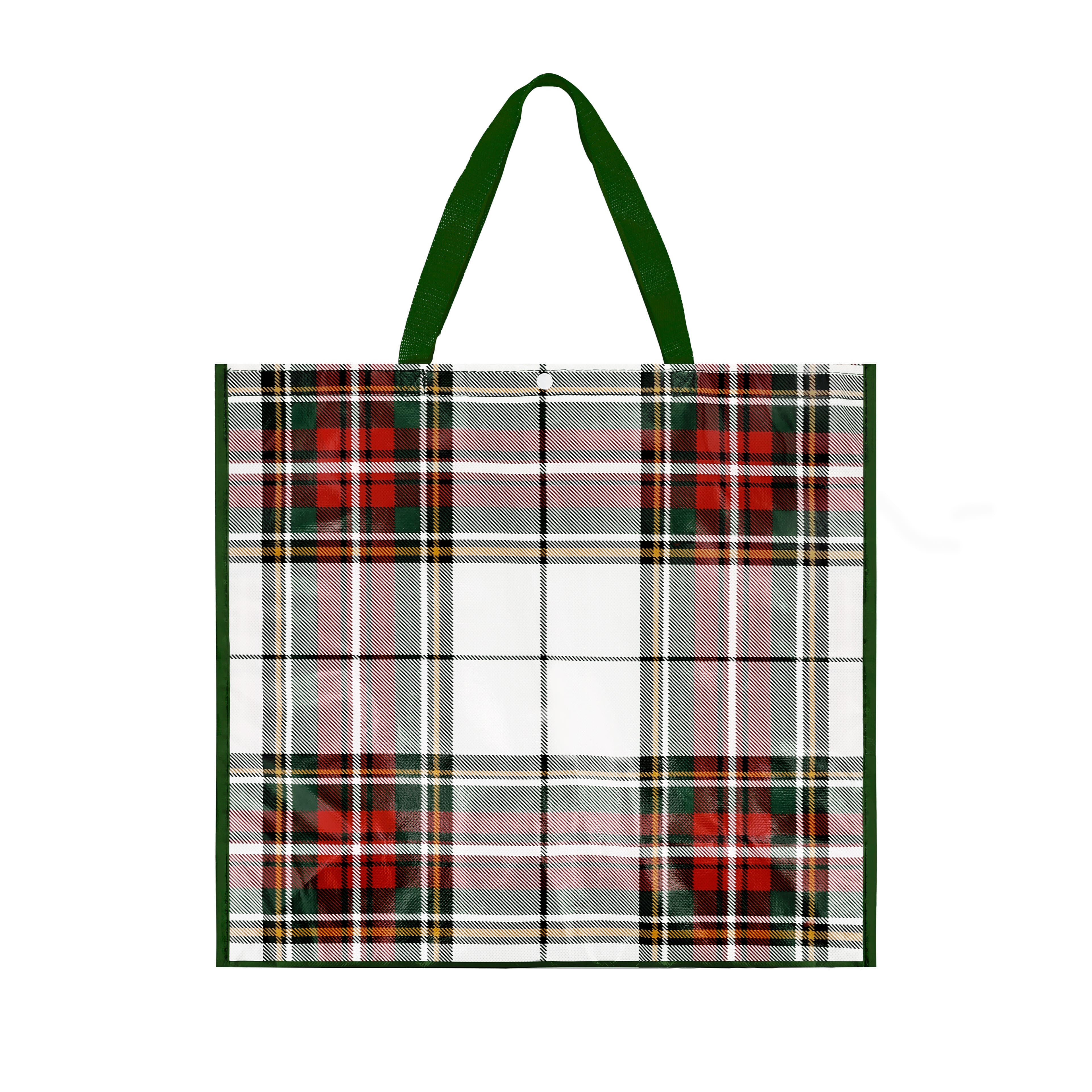 19.75" Christmas Plaid Reusable Tote by Celebrate It™
