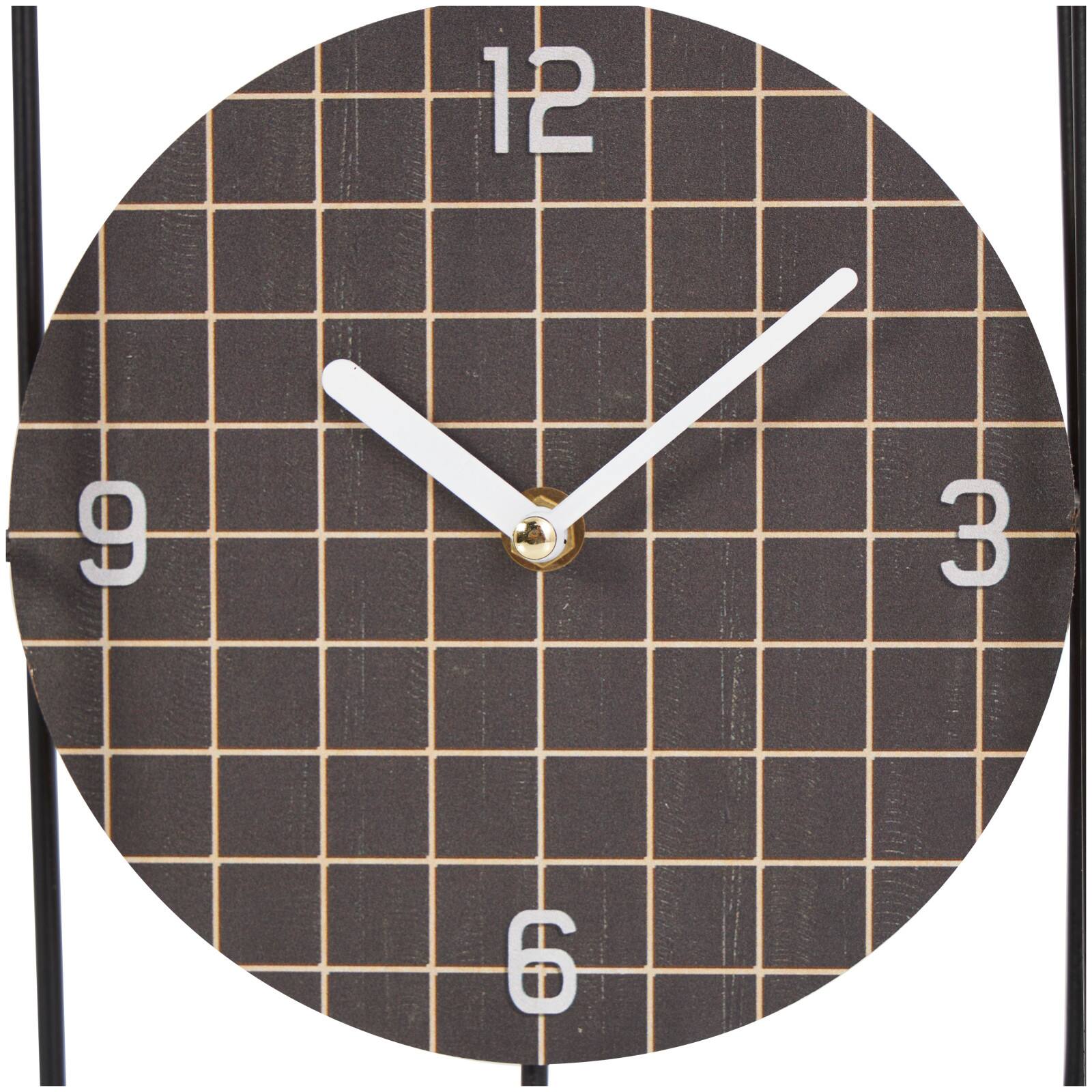10&#x22; Black Metal Geometric Open Frame Clock with Grid Patterned Clockface