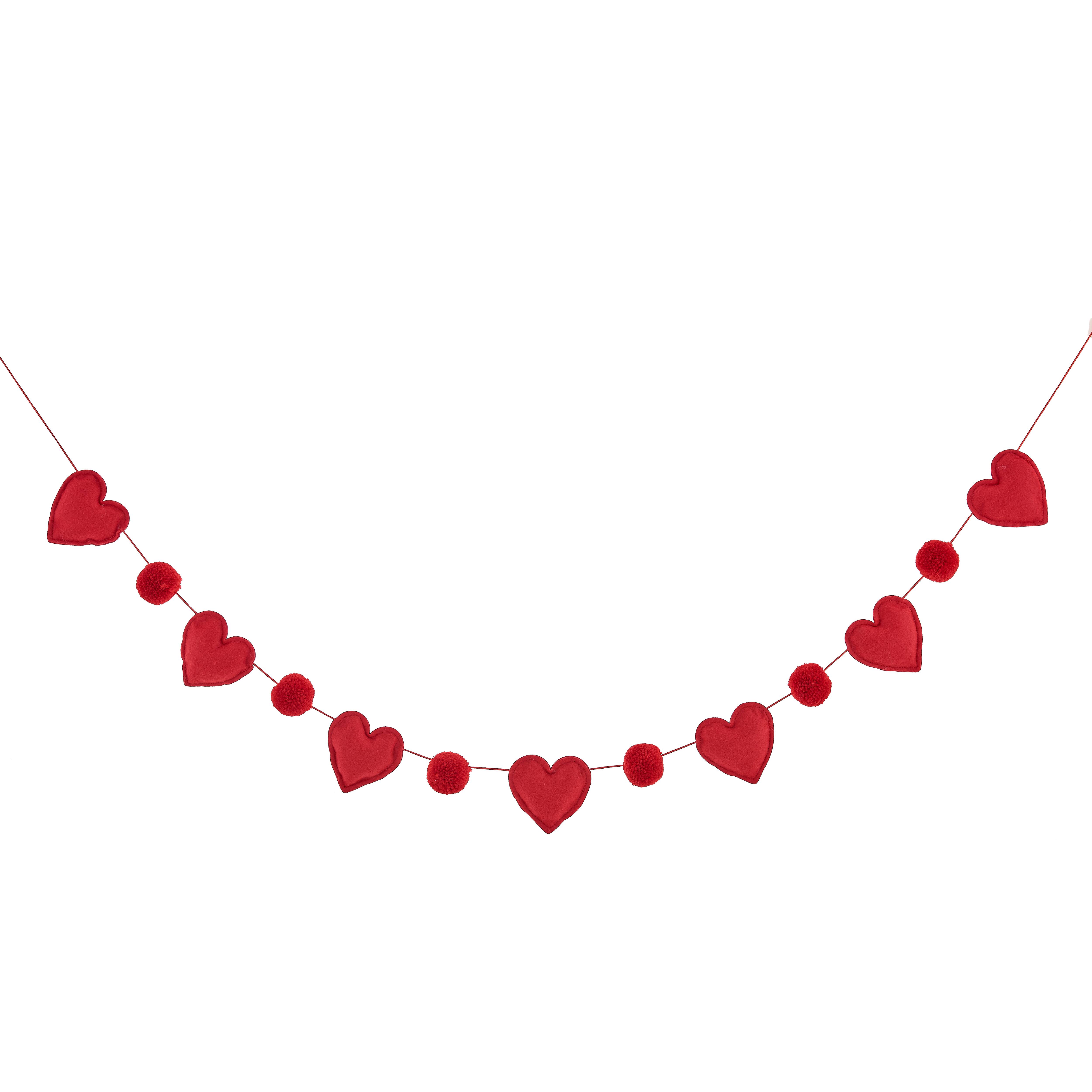 6ft. Red Pom Pom & Felt Heart Garland by Celebrate It™