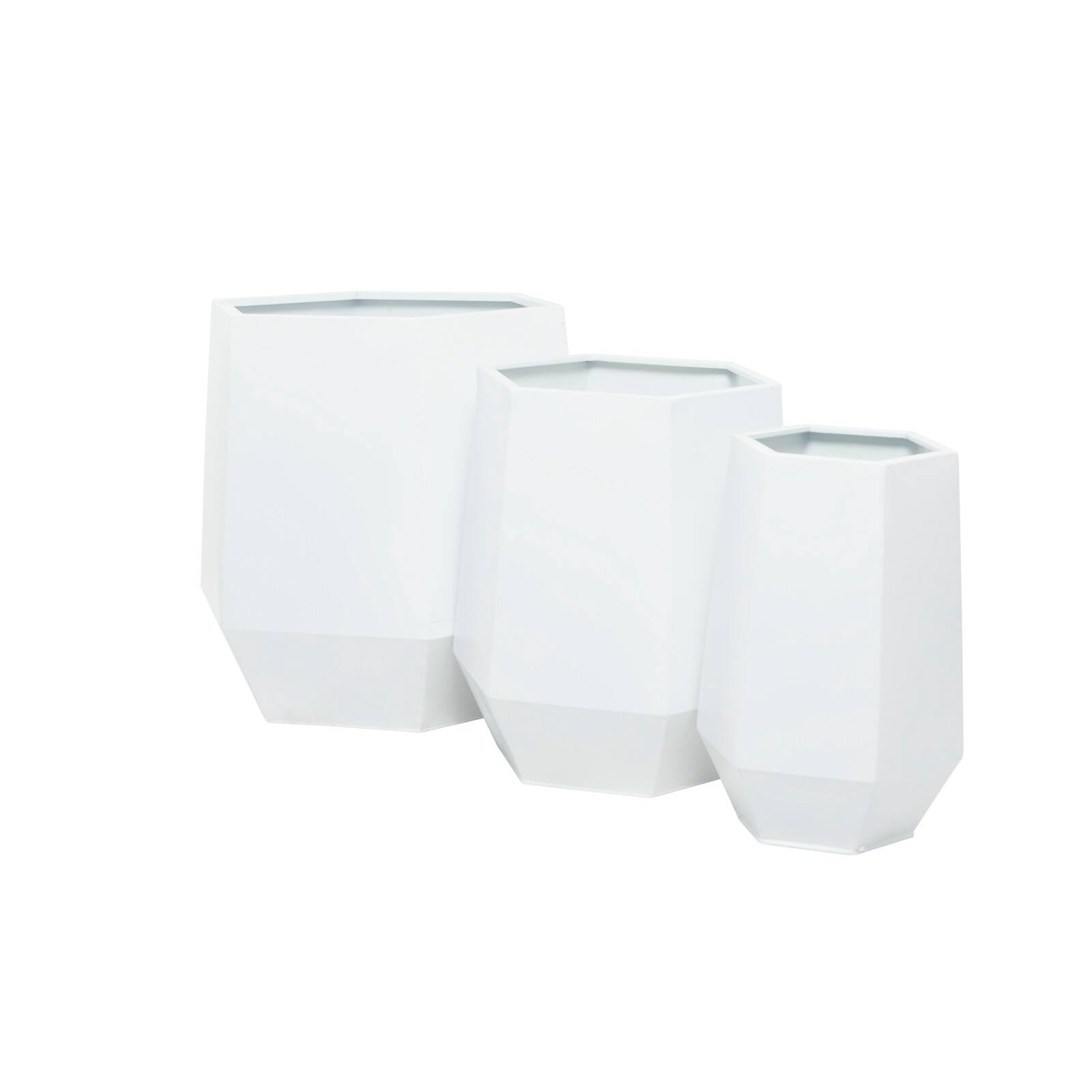 White Modern Planter, Set of 3" 20", 16", 10"