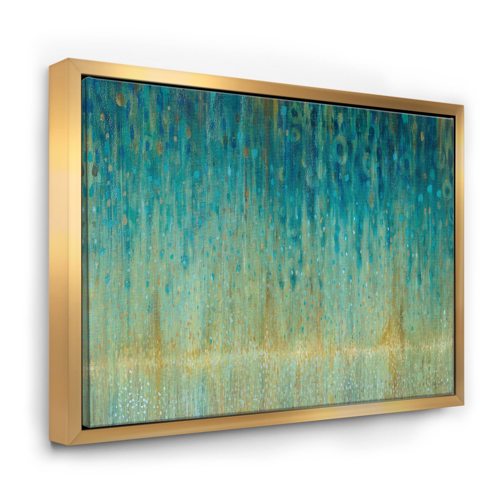 Designart - Rain Abstract Panel - Modern & Contemporary Canvas in Gold Frame
