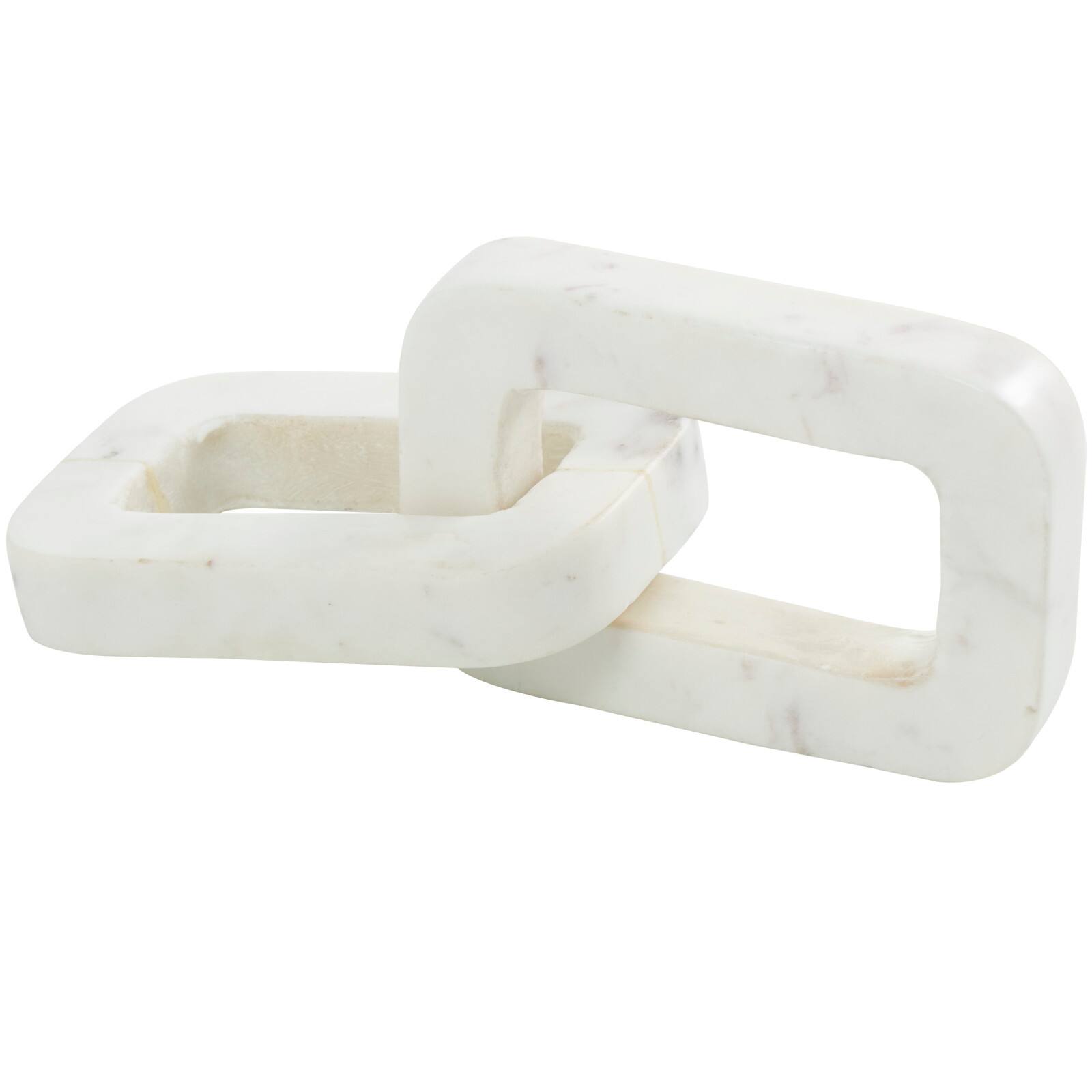 White Marble Geometric 2 Link Chain Sculpture Décor