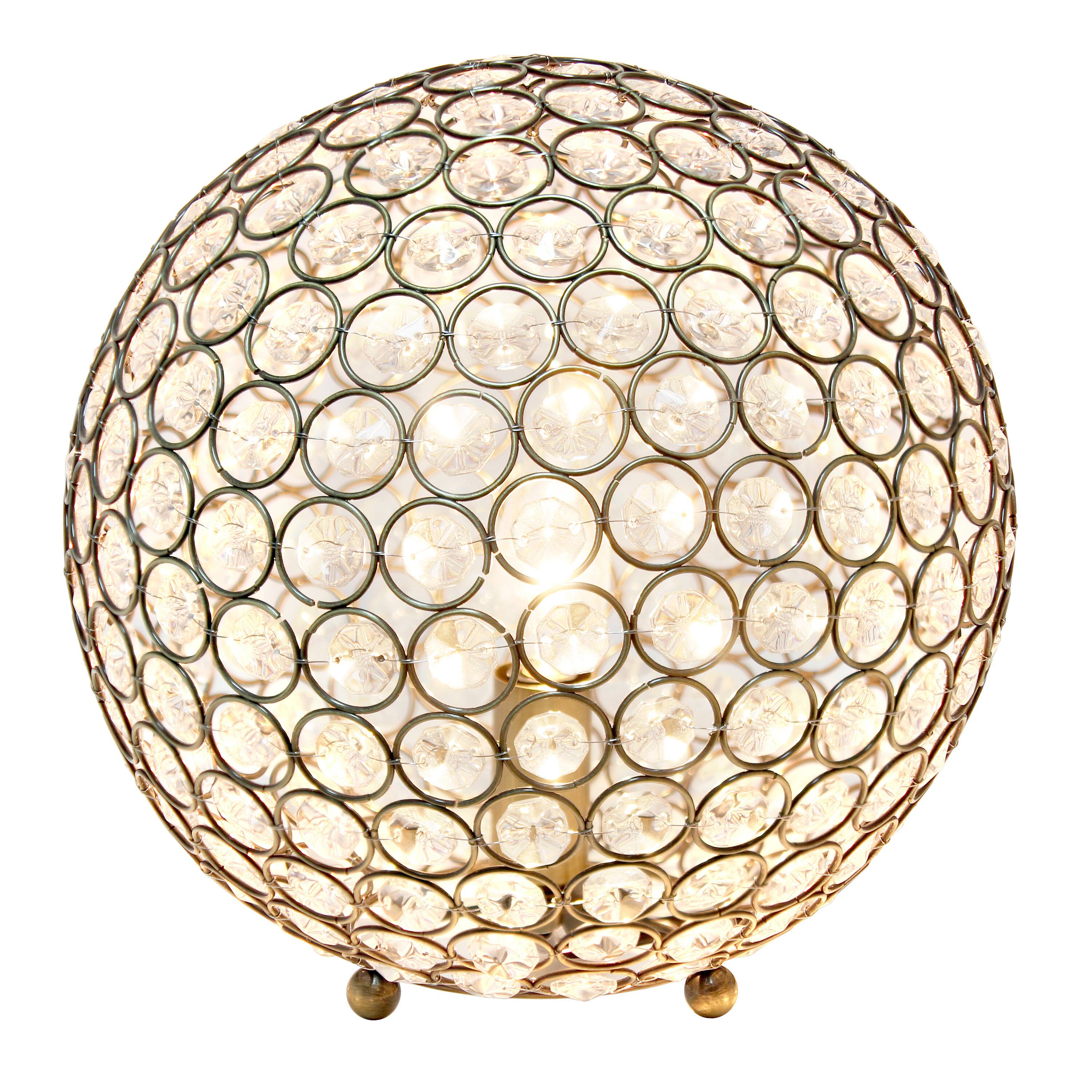 Lalia Home 10" Antique Brass Elipse Crystal Orb Table Lamp
