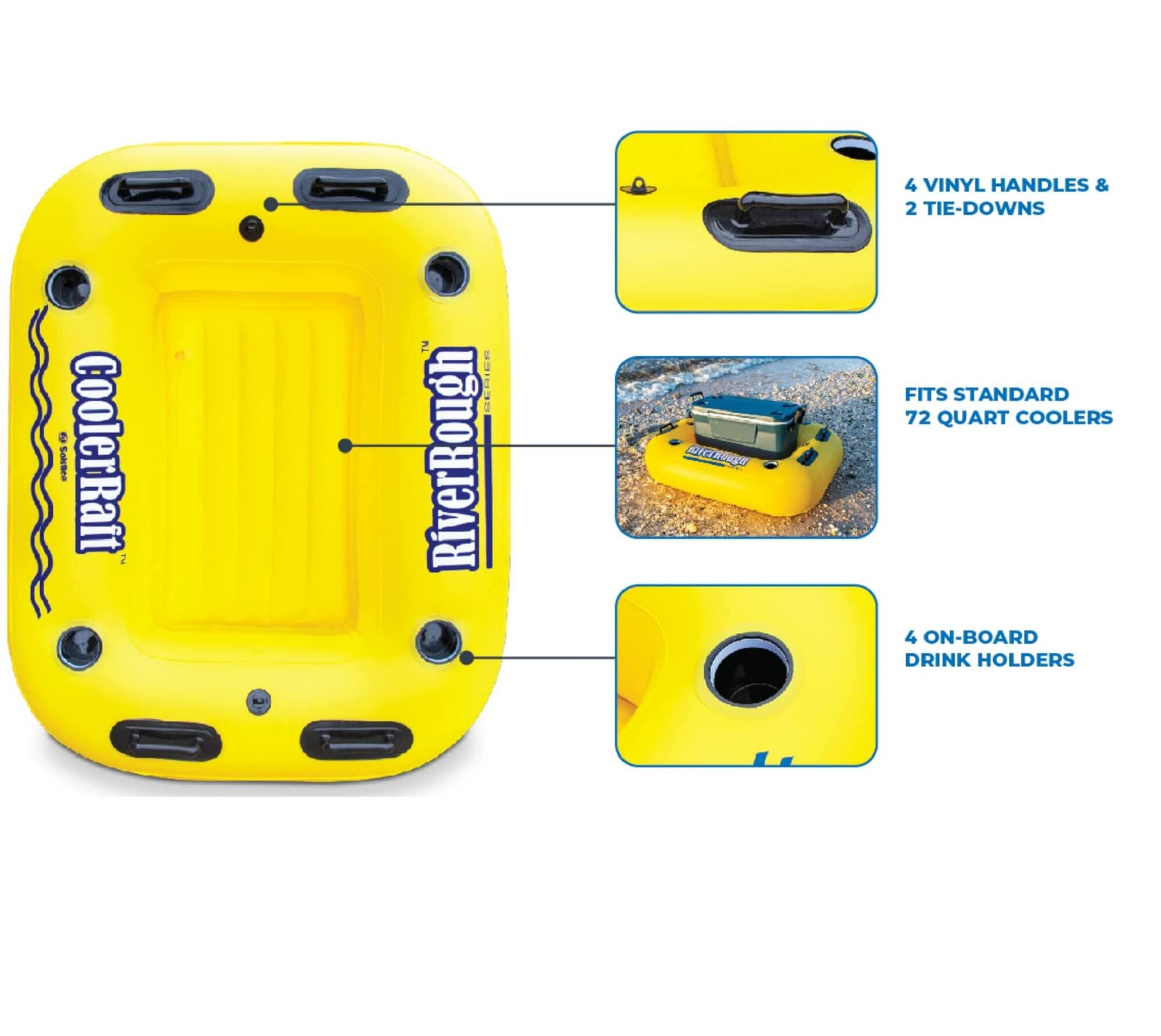 55&#x22; Inflatable Yellow &#x26; Black Swimming Pool Cooler Raft Float