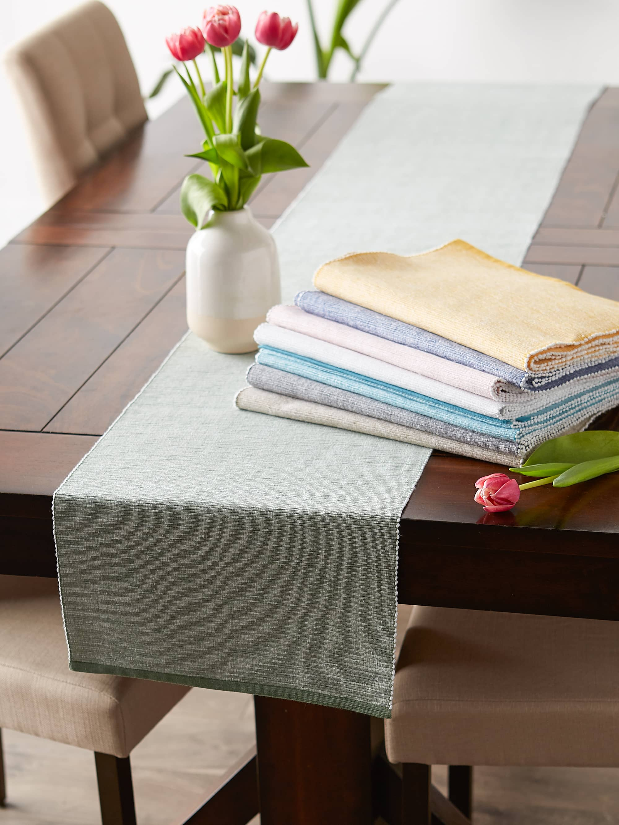 DII&#xAE; 72&#x22; Chambray Ribbed Cotton Table Runner