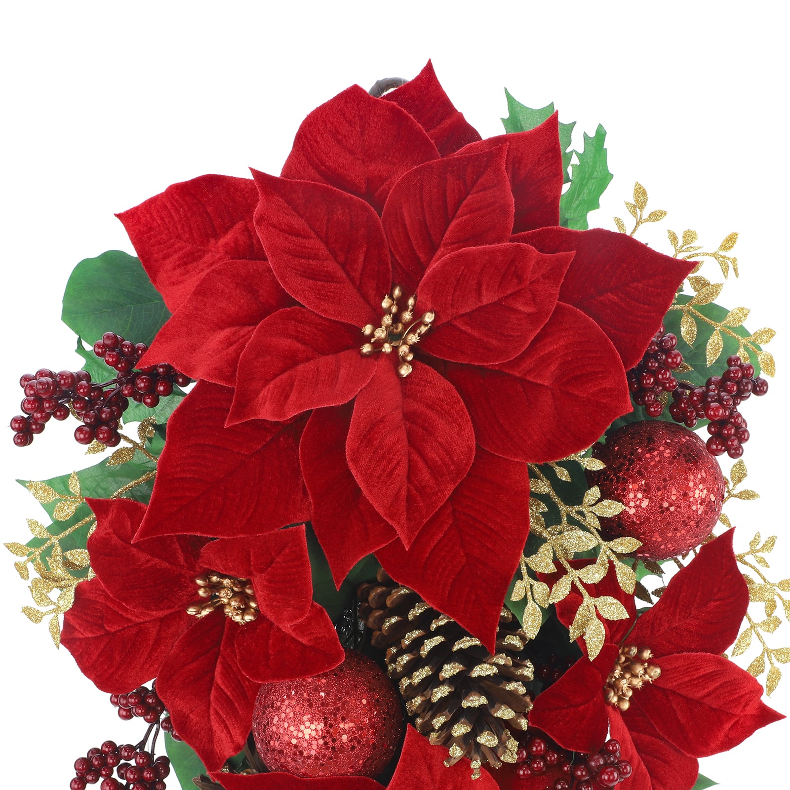 27&#x22; Red Poinsettia &#x26; Glittery Gold Pinecone Teardrop by Ashland&#xAE;