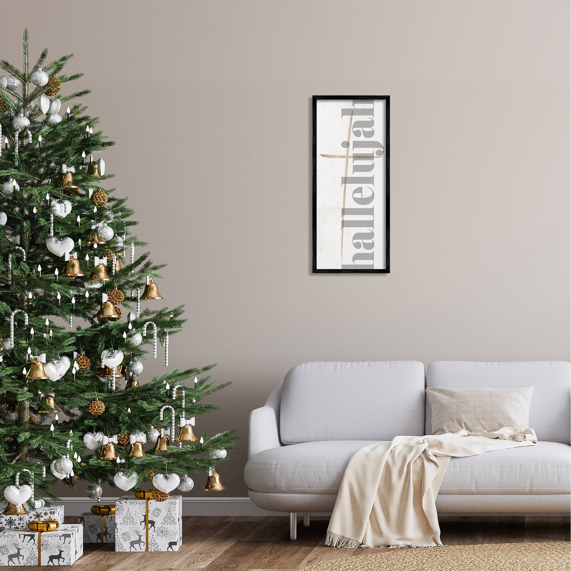 Stupell Industries Hallelujah Spiritual Christmas Sign Framed Giclee Art
