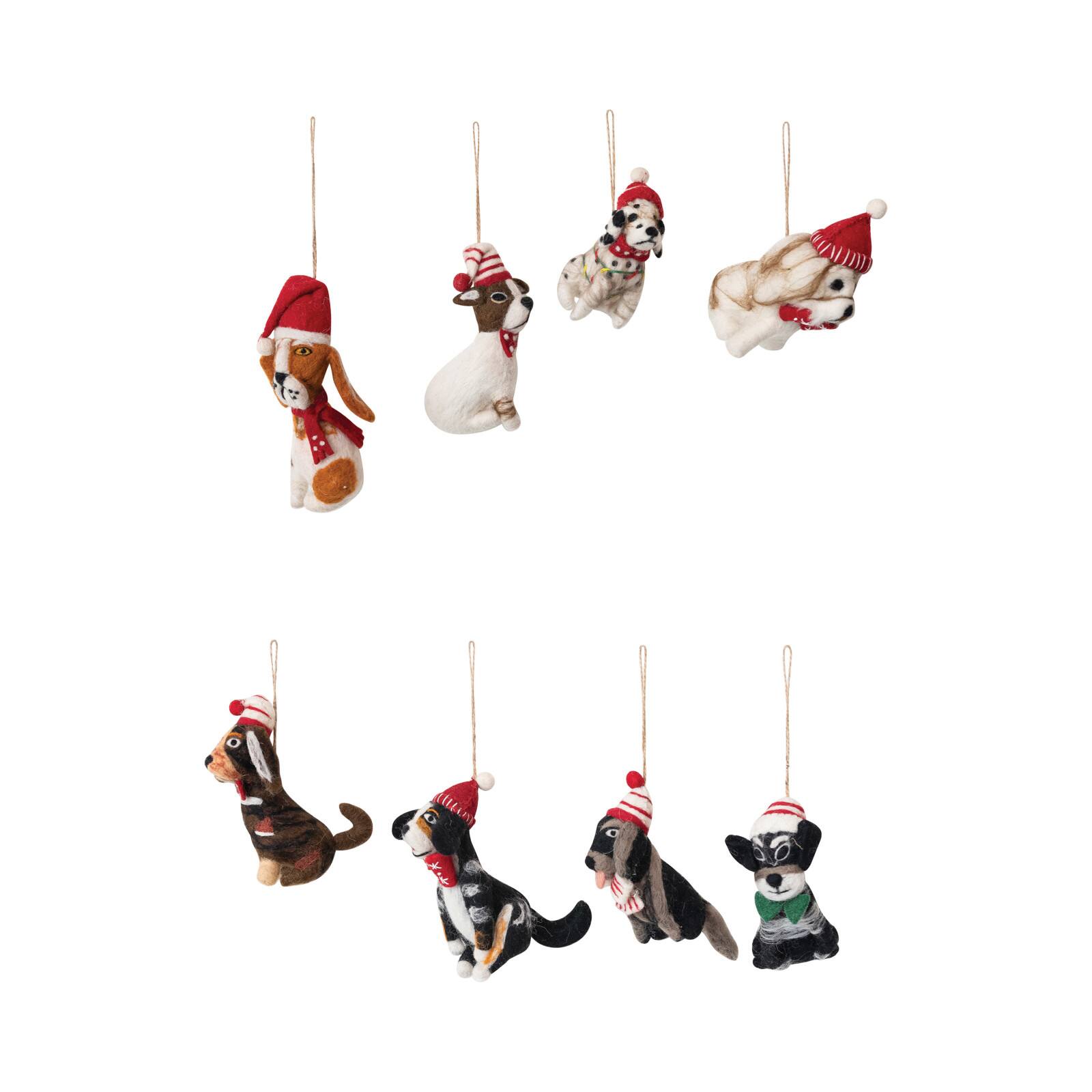Hello Honey&#xAE; Handmade Wool Felt Christmas Dog Ornament Set