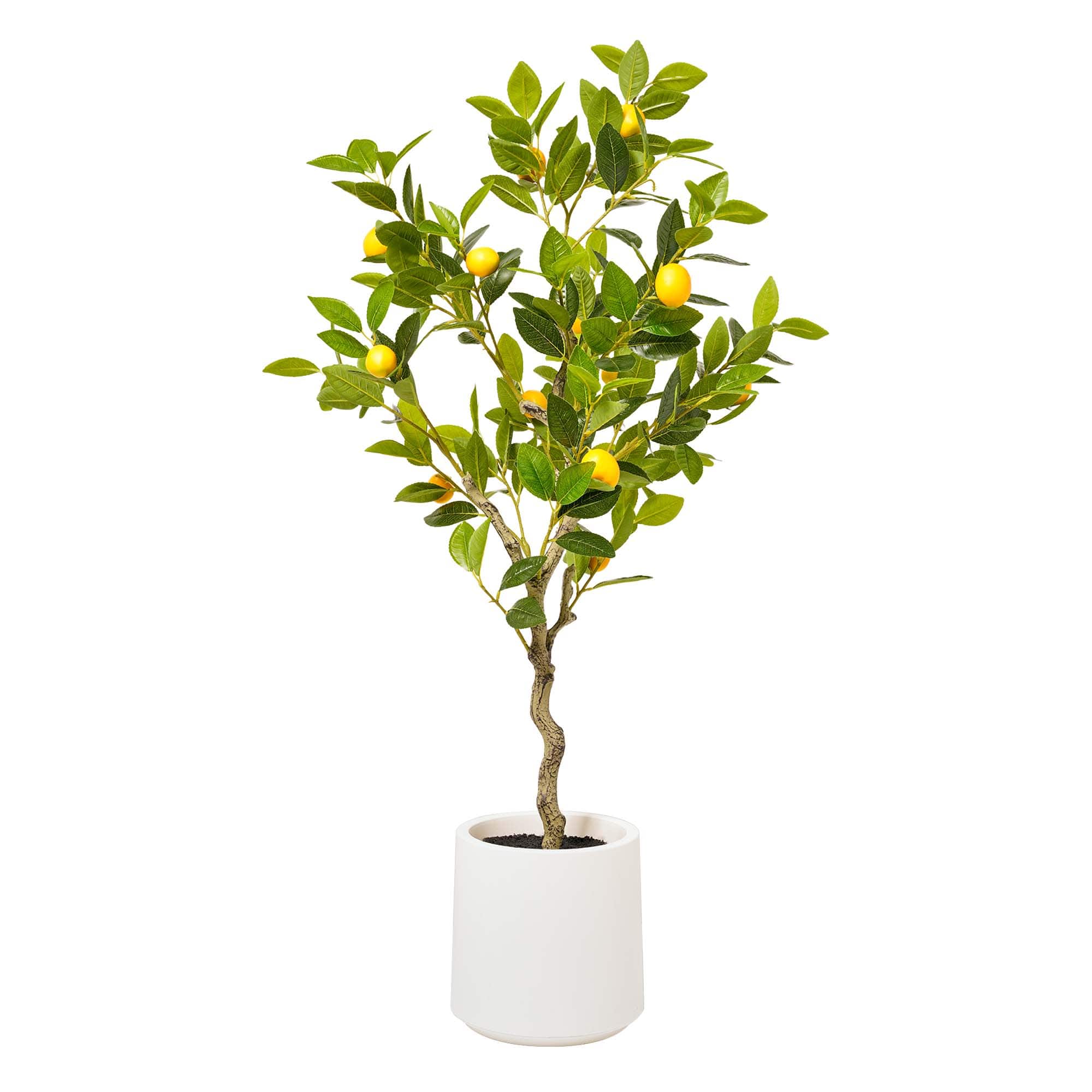 American Art Decor 5ft. Realistic Artificial Lemon Tree in White Pot