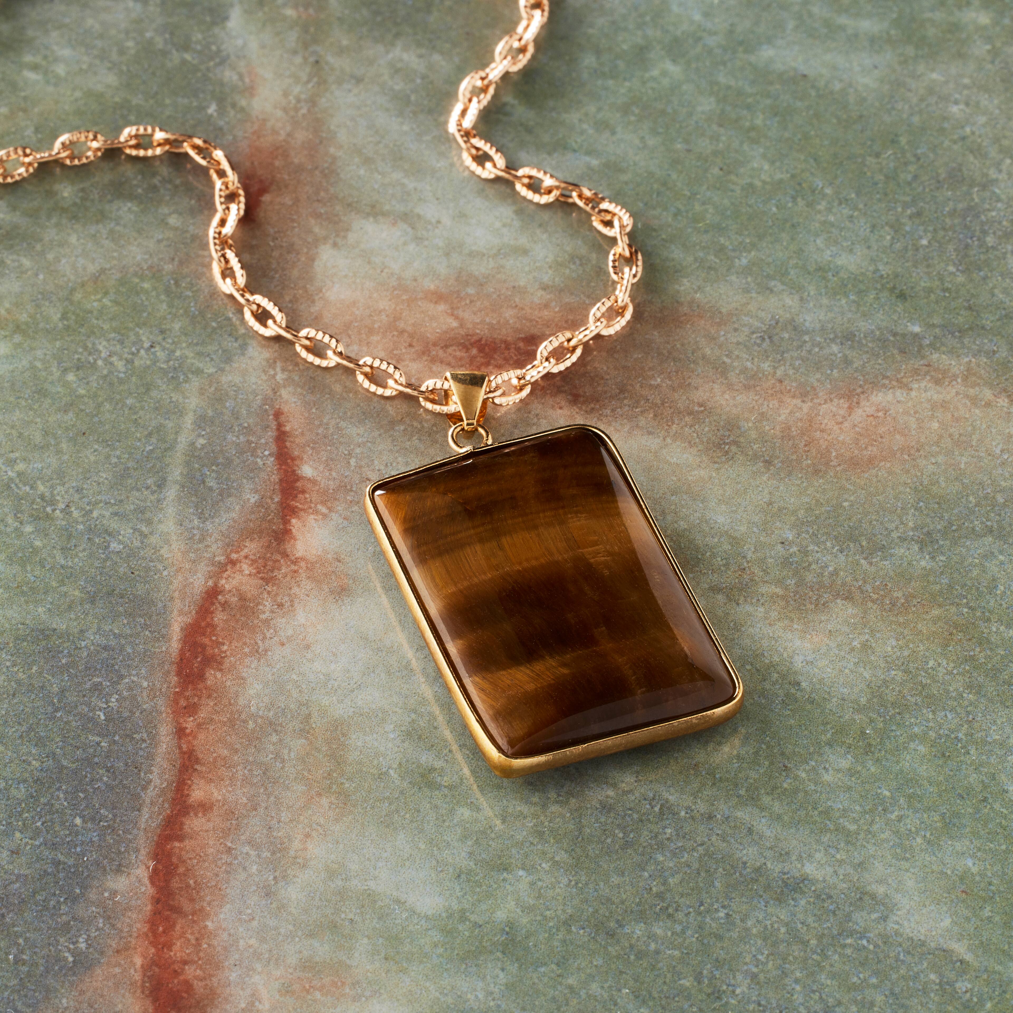 Yellow Tiger's Eye Rectangle Pendant by Bead Landing™